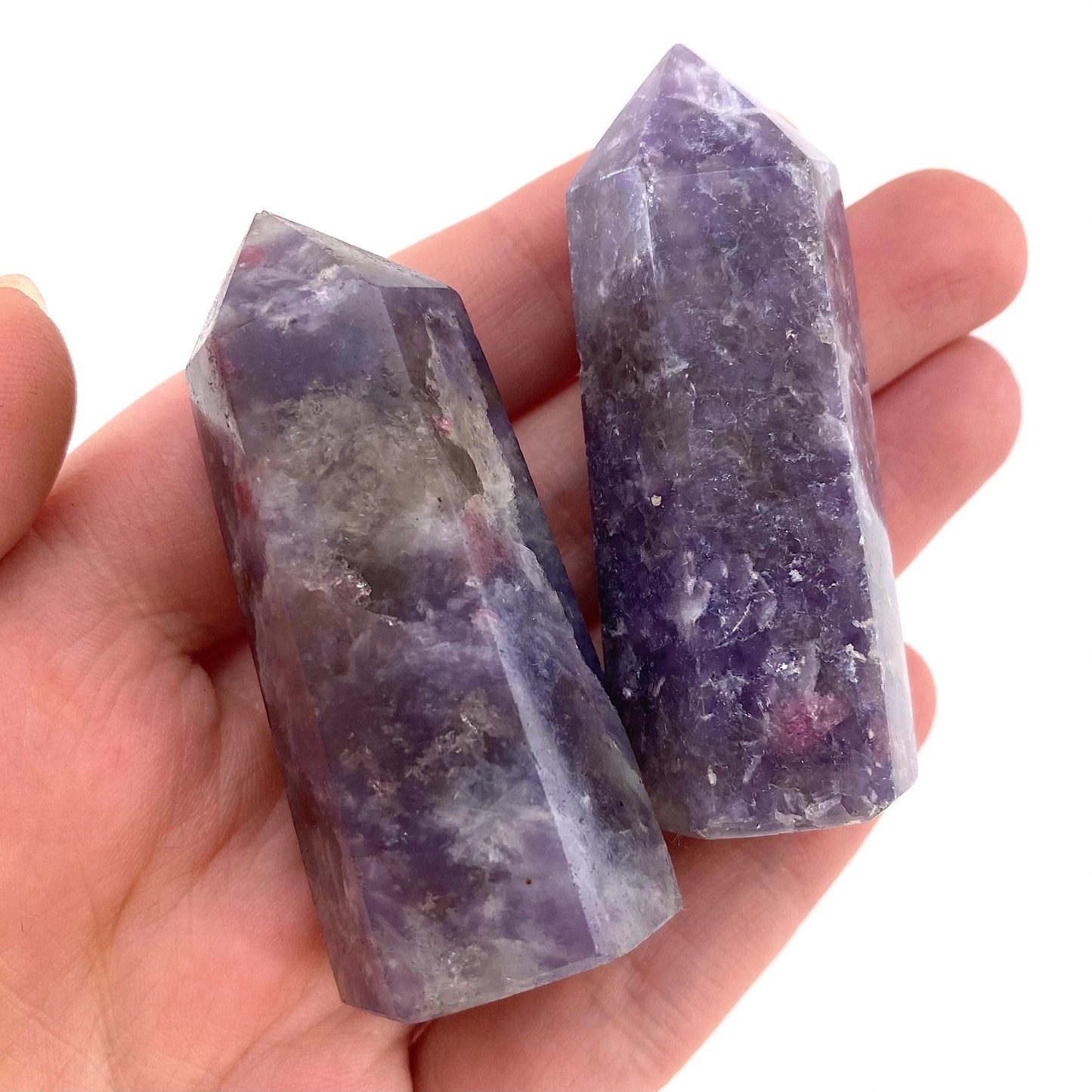Unicorn Stone Point | polished purple lepidolite & pink tourmaline tower (Heart Chakra)