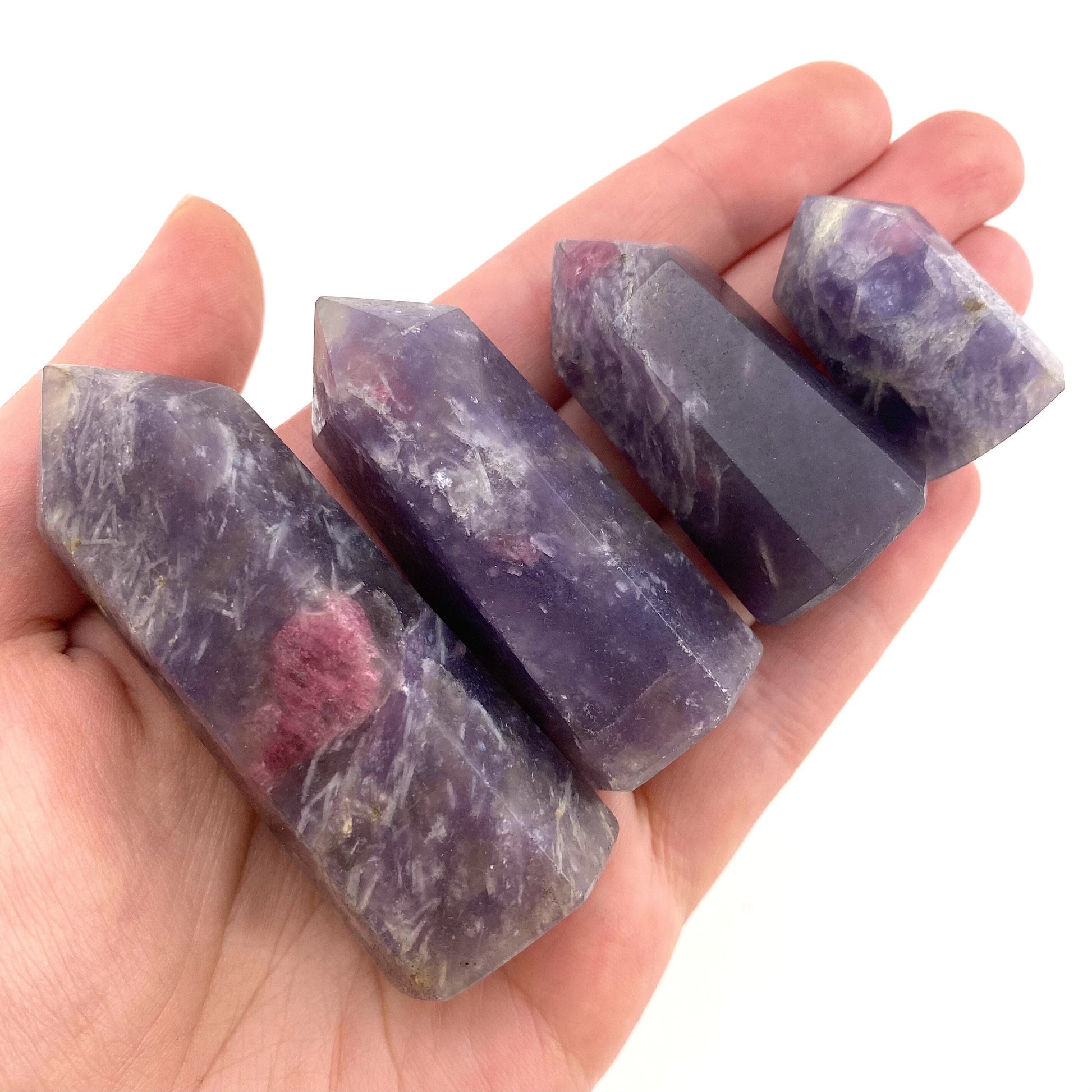 Unicorn Stone Point | polished purple lepidolite & pink tourmaline tower (Heart Chakra)