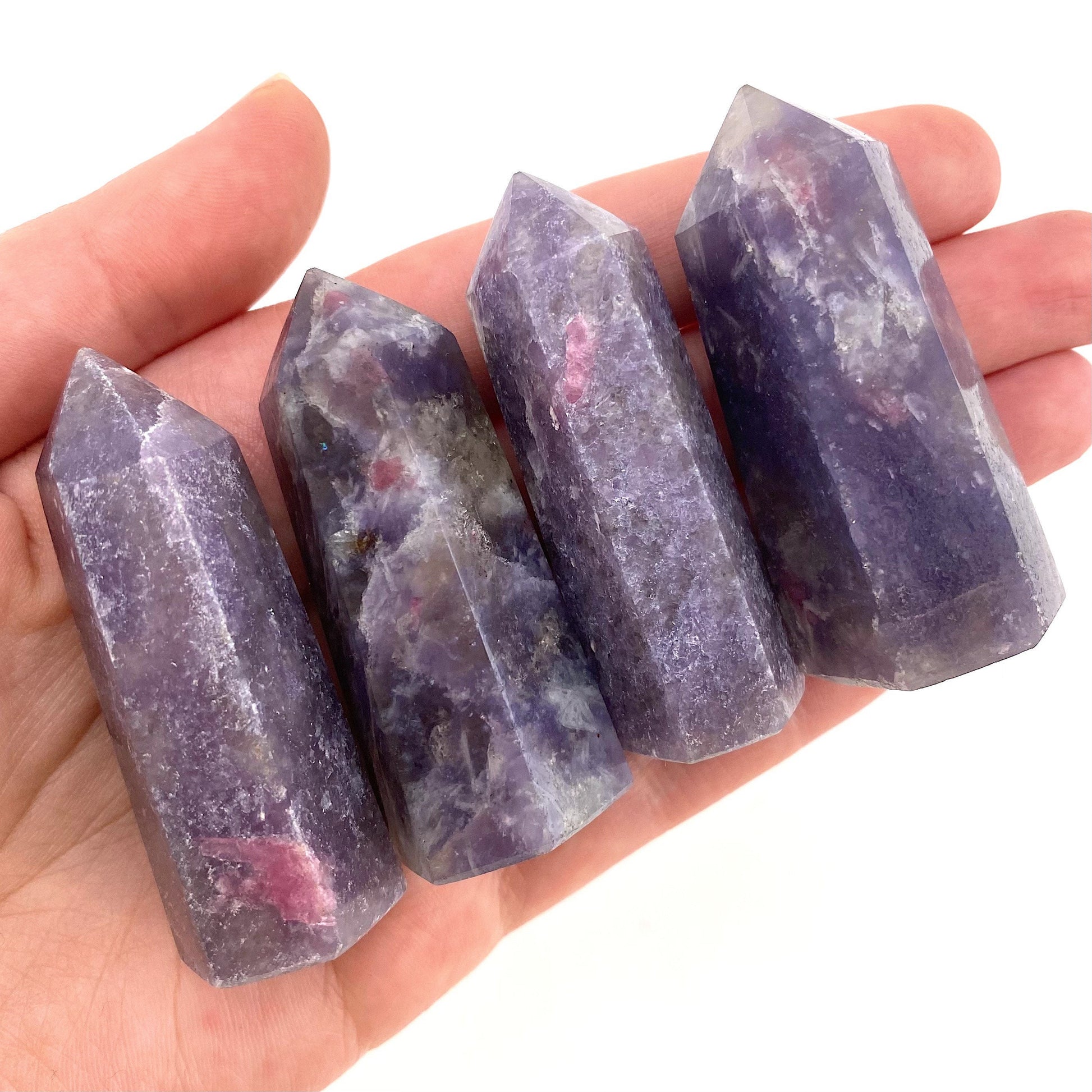 Unicorn Stone Point | polished purple lepidolite & pink tourmaline tower (Heart Chakra)