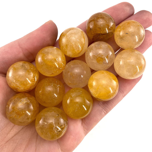 Golden healer quartz sphere, yellow hematoid sphere, crystal ball, crystal sphere, Golden Healer Quartz Palm Stone