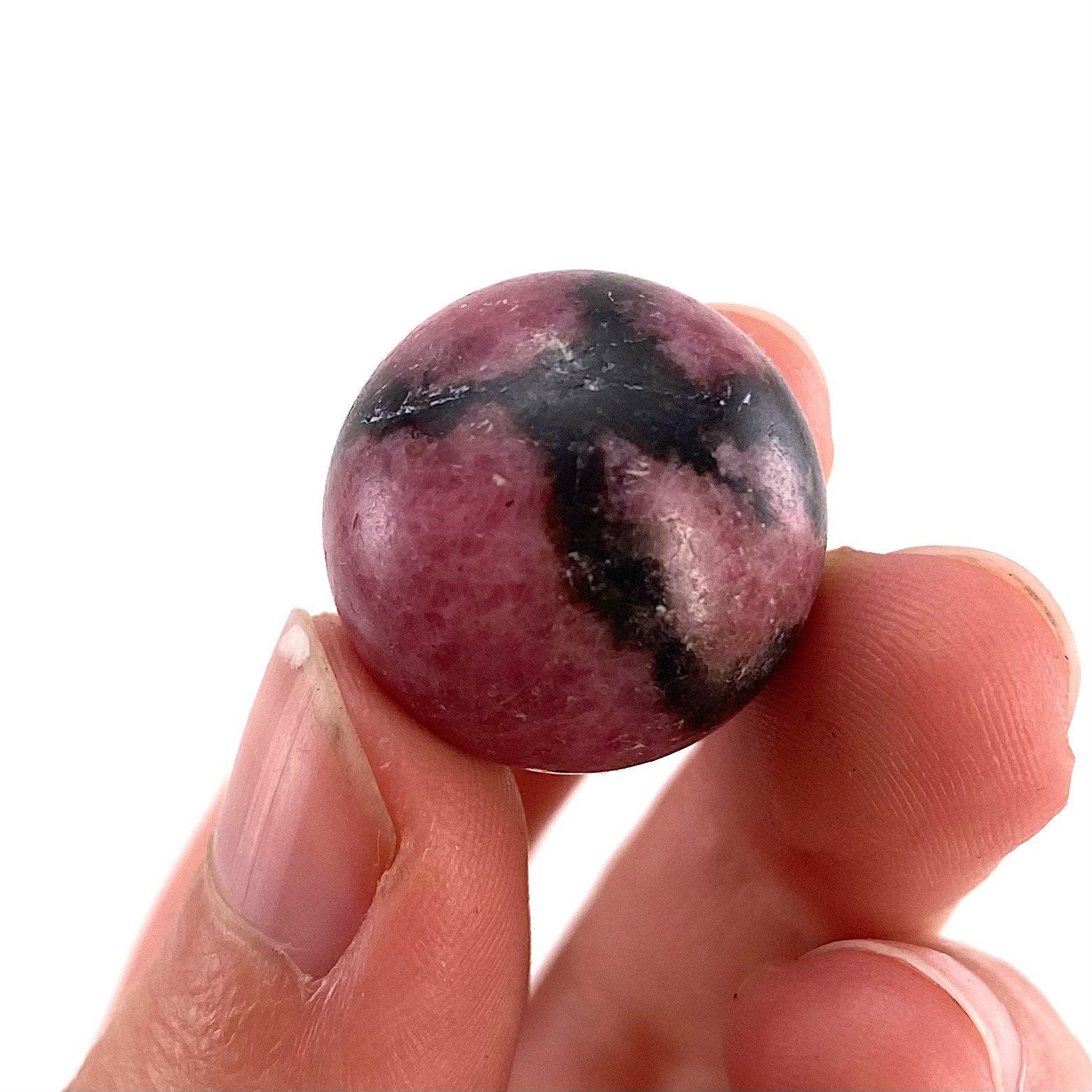 Rhodonite Sphere, crystal ball, Rhodonite sphere, Rhodonite palm stone, crystal sphere