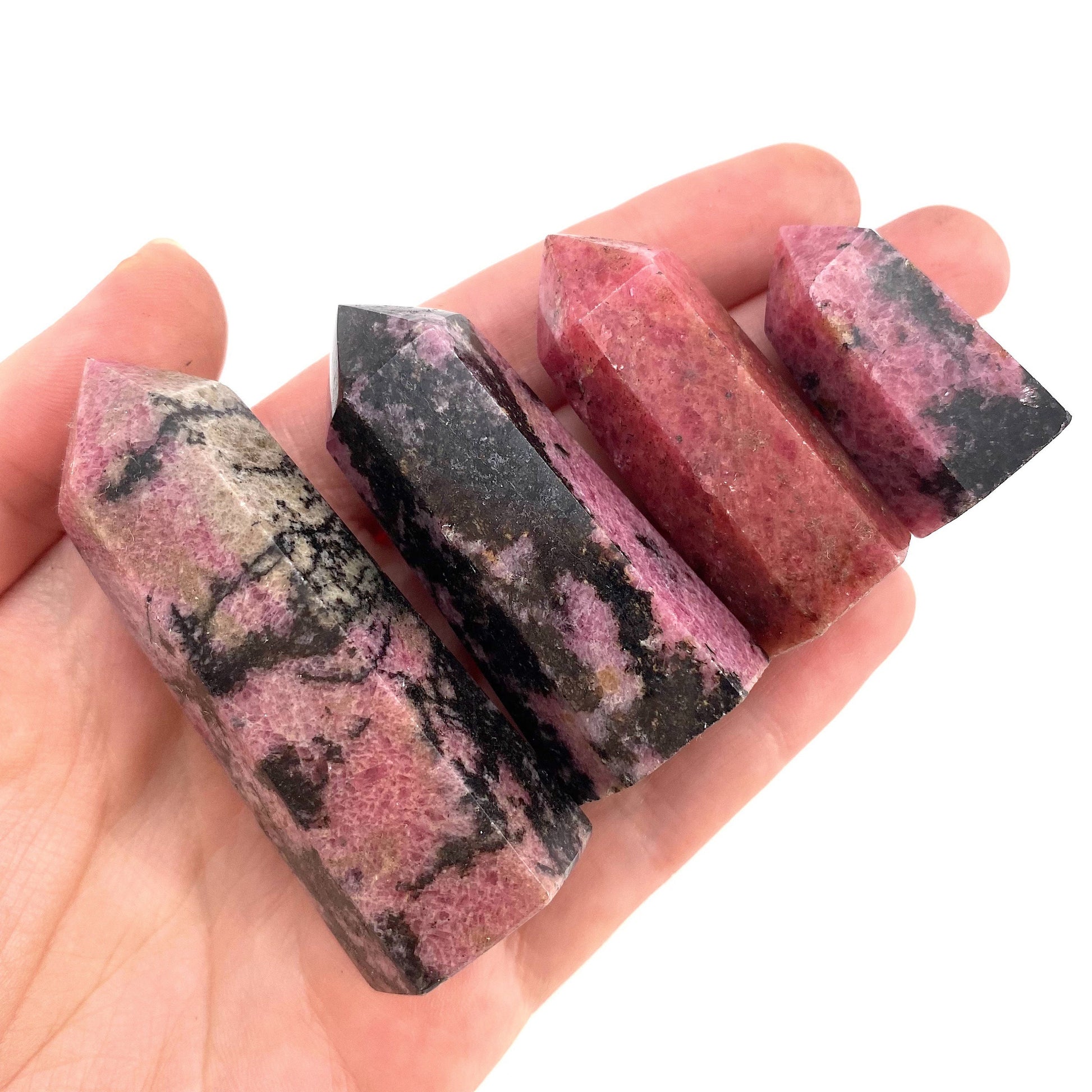 Rhodonite Point, Pink rhodonite tower, crystal point, rhodonite crystal, pink rhodonite