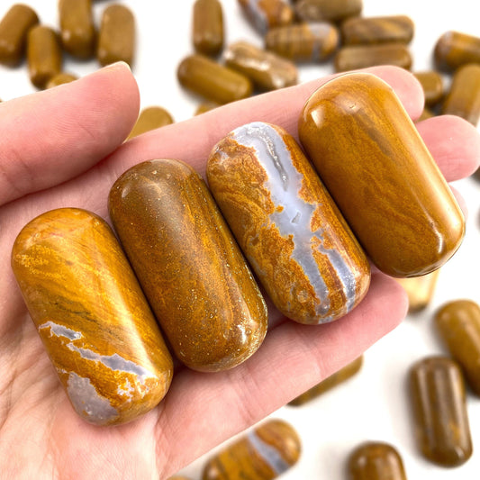 Yellow Jasper Worry Stone | Polished Tumbled Crystal Lingam (Solar Plexus Chakra)