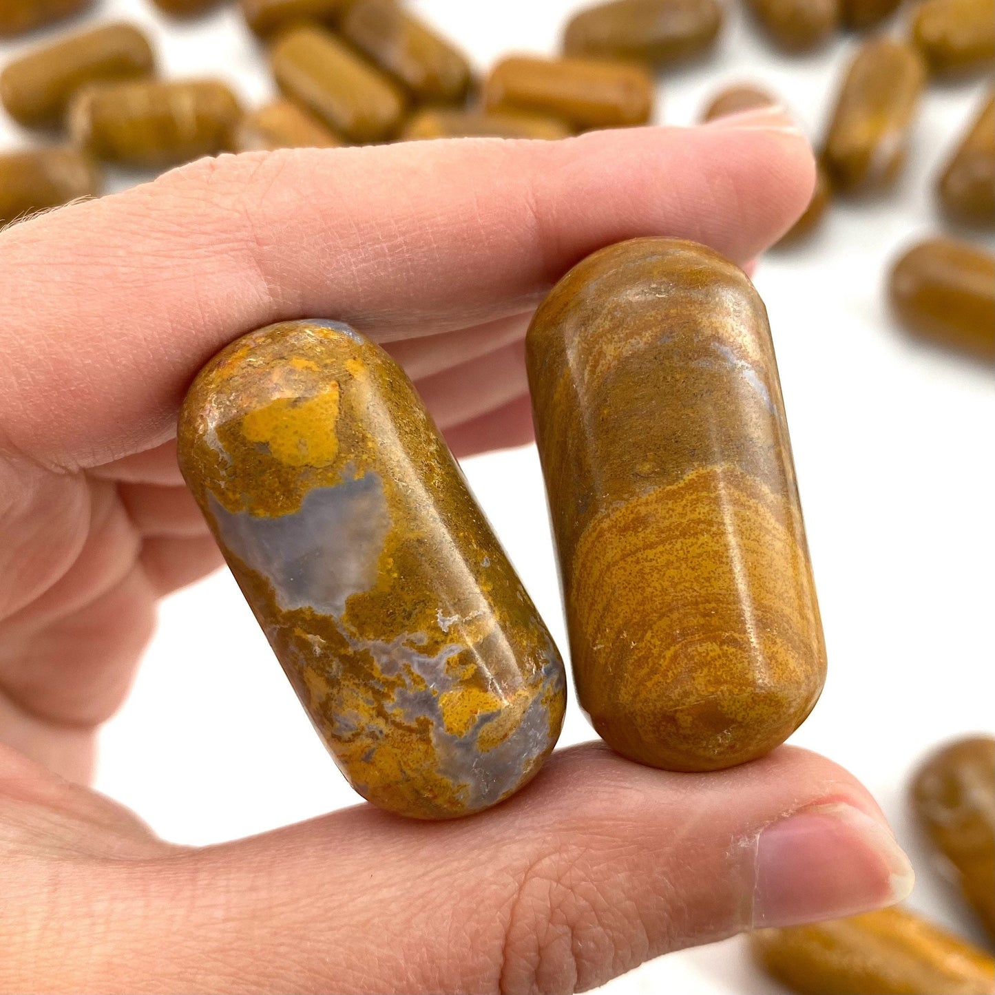 Yellow Jasper Worry Stone | Polished Tumbled Crystal Lingam (Solar Plexus Chakra)