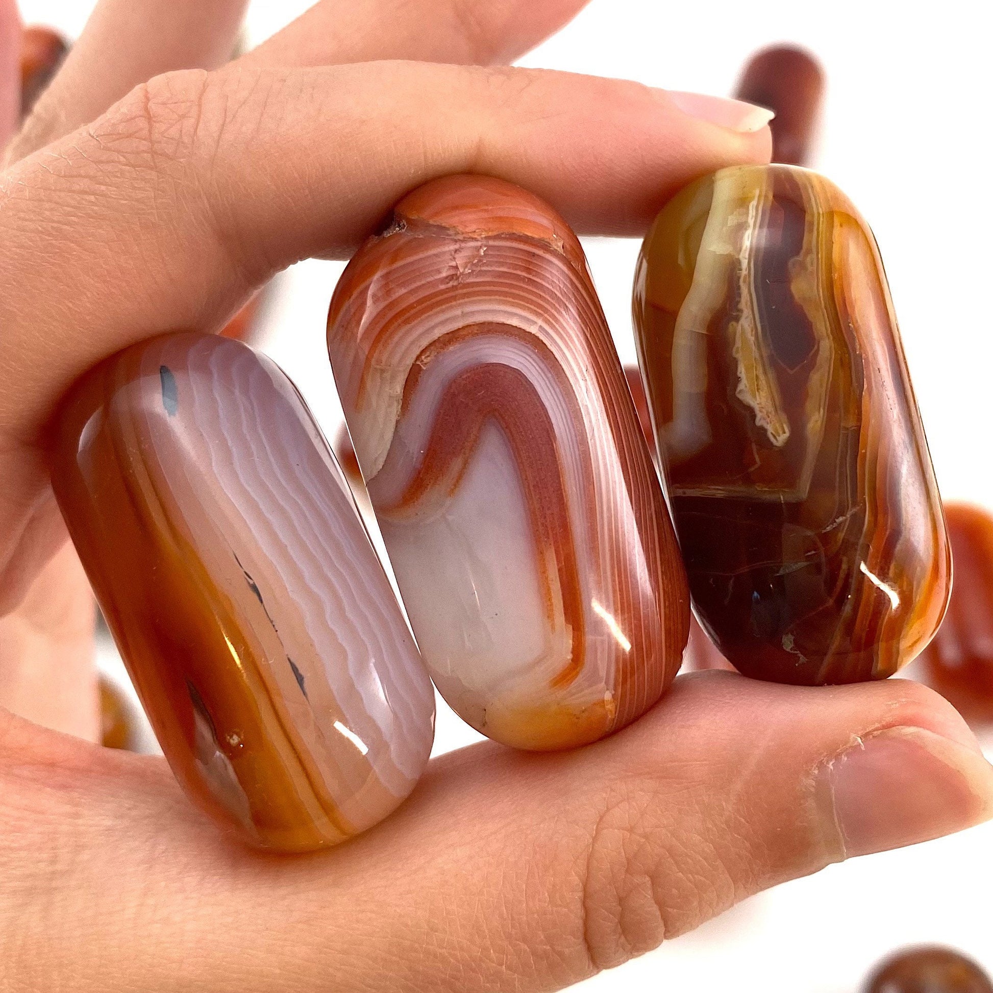 ONE Polished Carnelian, red carnelian, tumbled carnelian, red carnelian tumble, carnelian palm stone