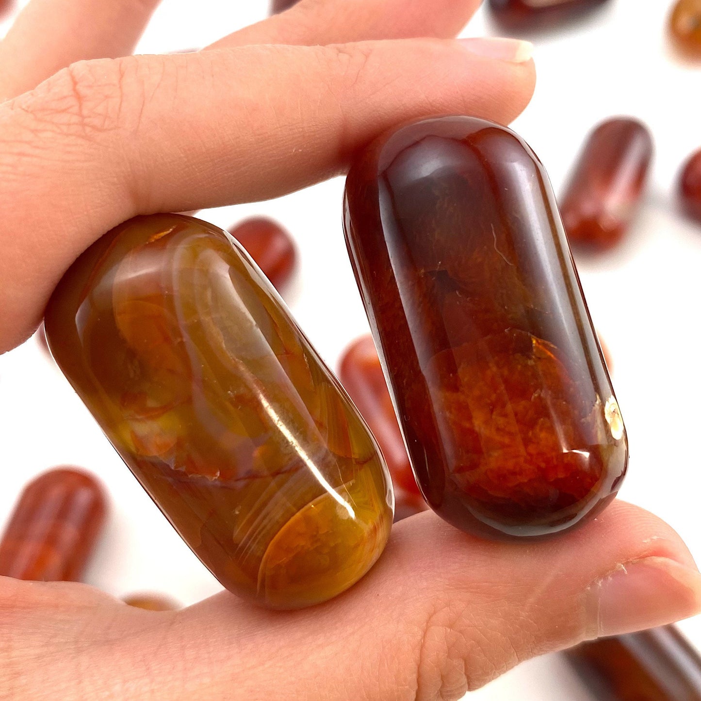 ONE Polished Carnelian, red carnelian, tumbled carnelian, red carnelian tumble, carnelian palm stone