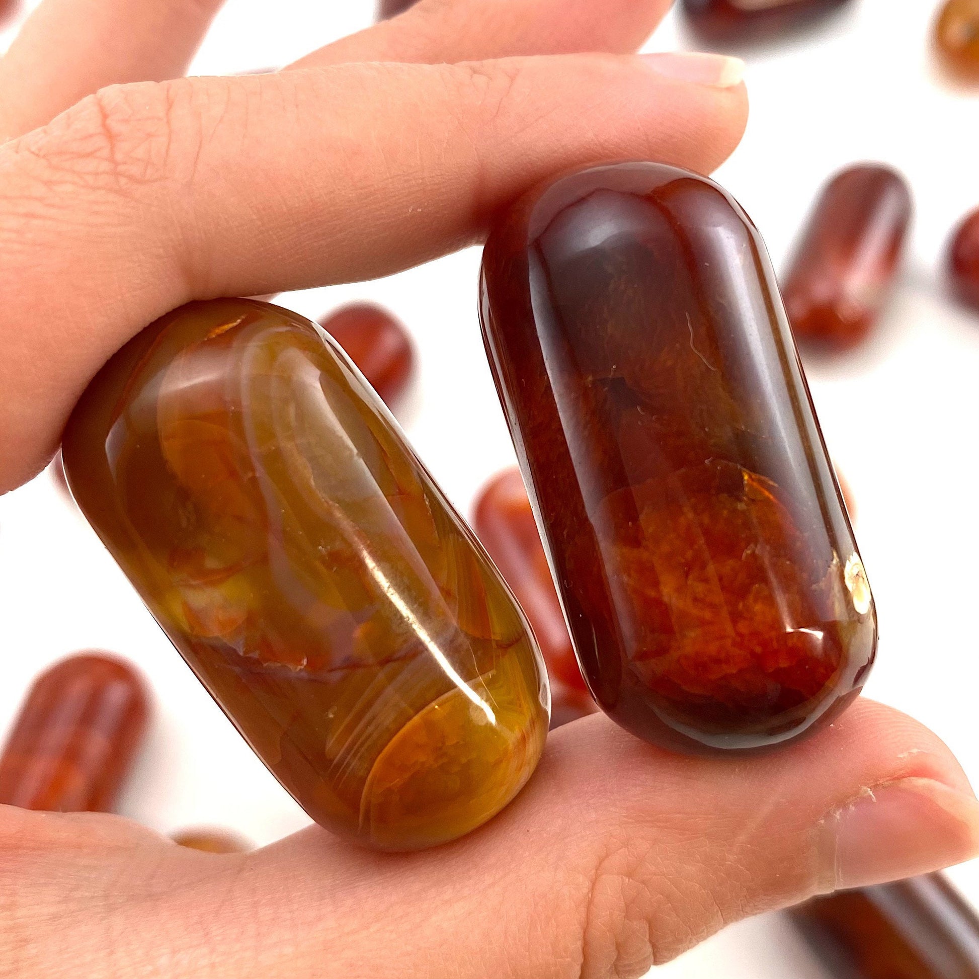 ONE Polished Carnelian, red carnelian, tumbled carnelian, red carnelian tumble, carnelian palm stone