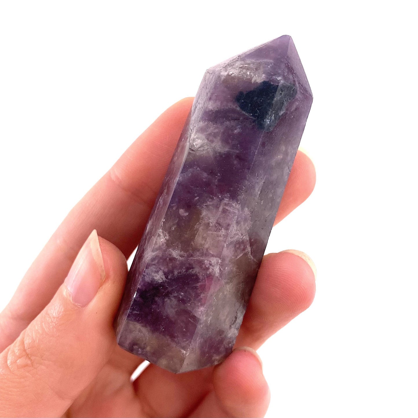 Unicorn Stone Point | polished purple lepidolite & pink tourmaline tower (Heart Chakra)