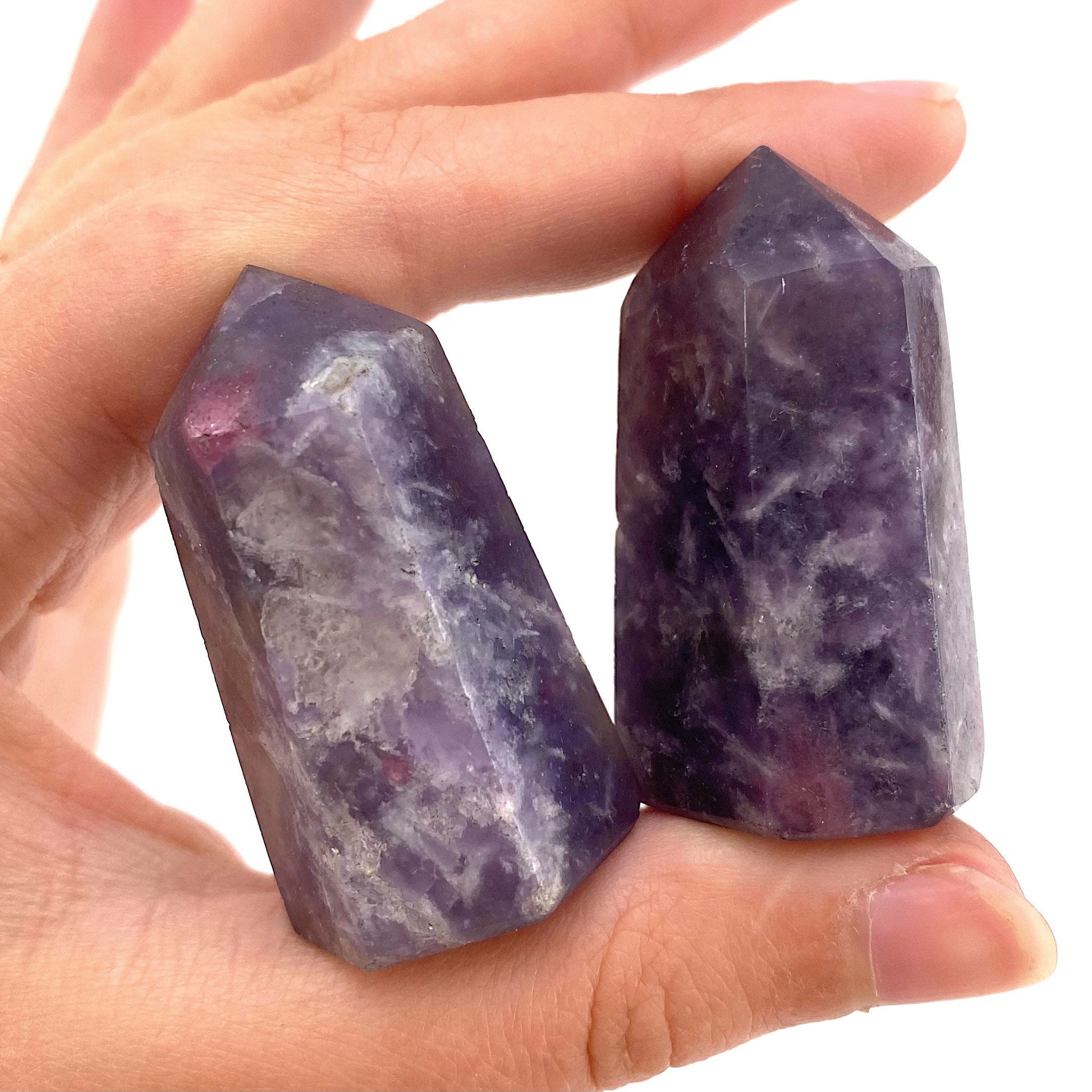 Unicorn Stone Point | polished purple lepidolite & pink tourmaline tower (Heart Chakra)