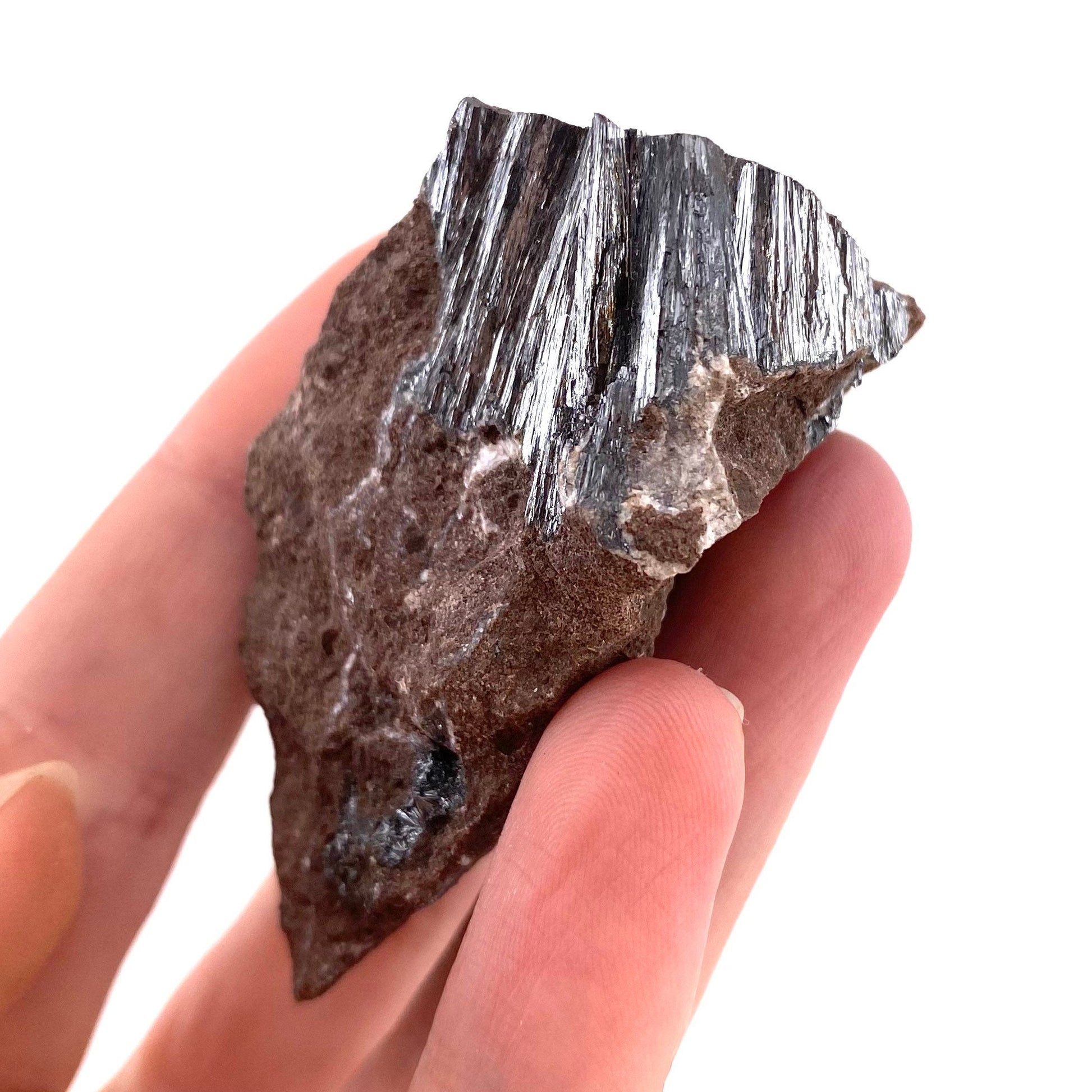 Metallic Pyrolusite Crystal (Morocco), raw pyrolusite, pyrolusite specimen