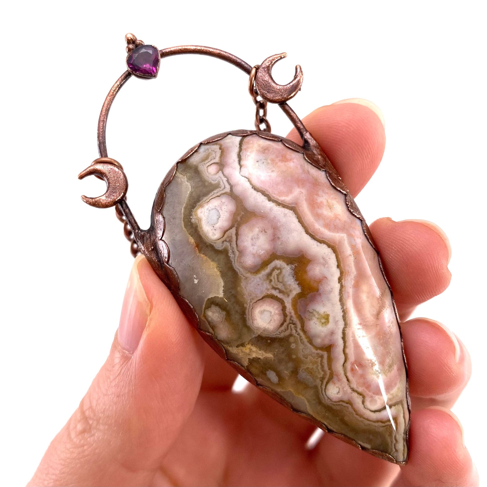 Ocean Jasper & Garnet necklace, ocean jasper pendant, copper necklace, crystal necklace