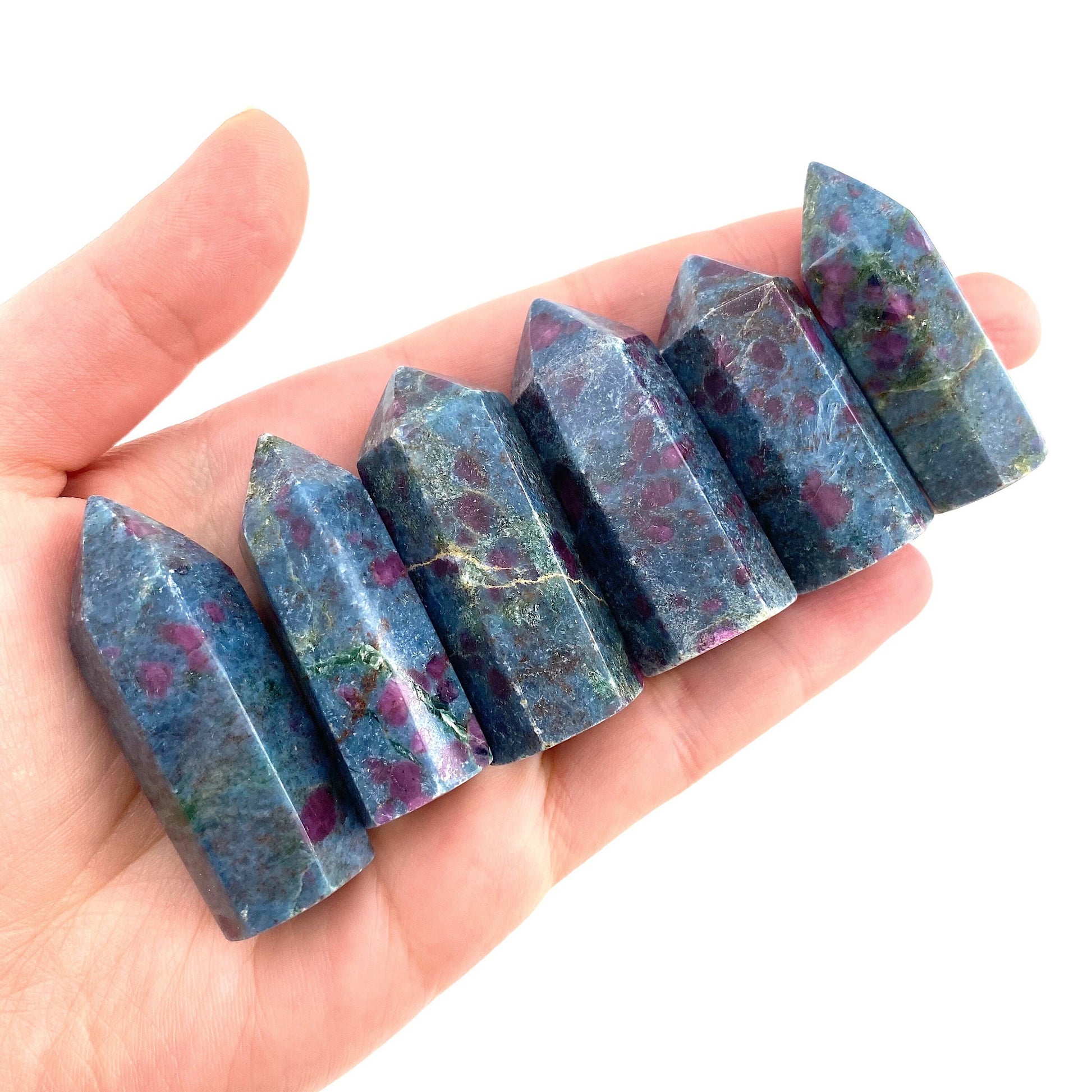 Ruby in Kyanite Point (UV reactive) | Ruby Kyanite tower, crystal point, ruby in kyanite crystal, polished ruby in kyanite