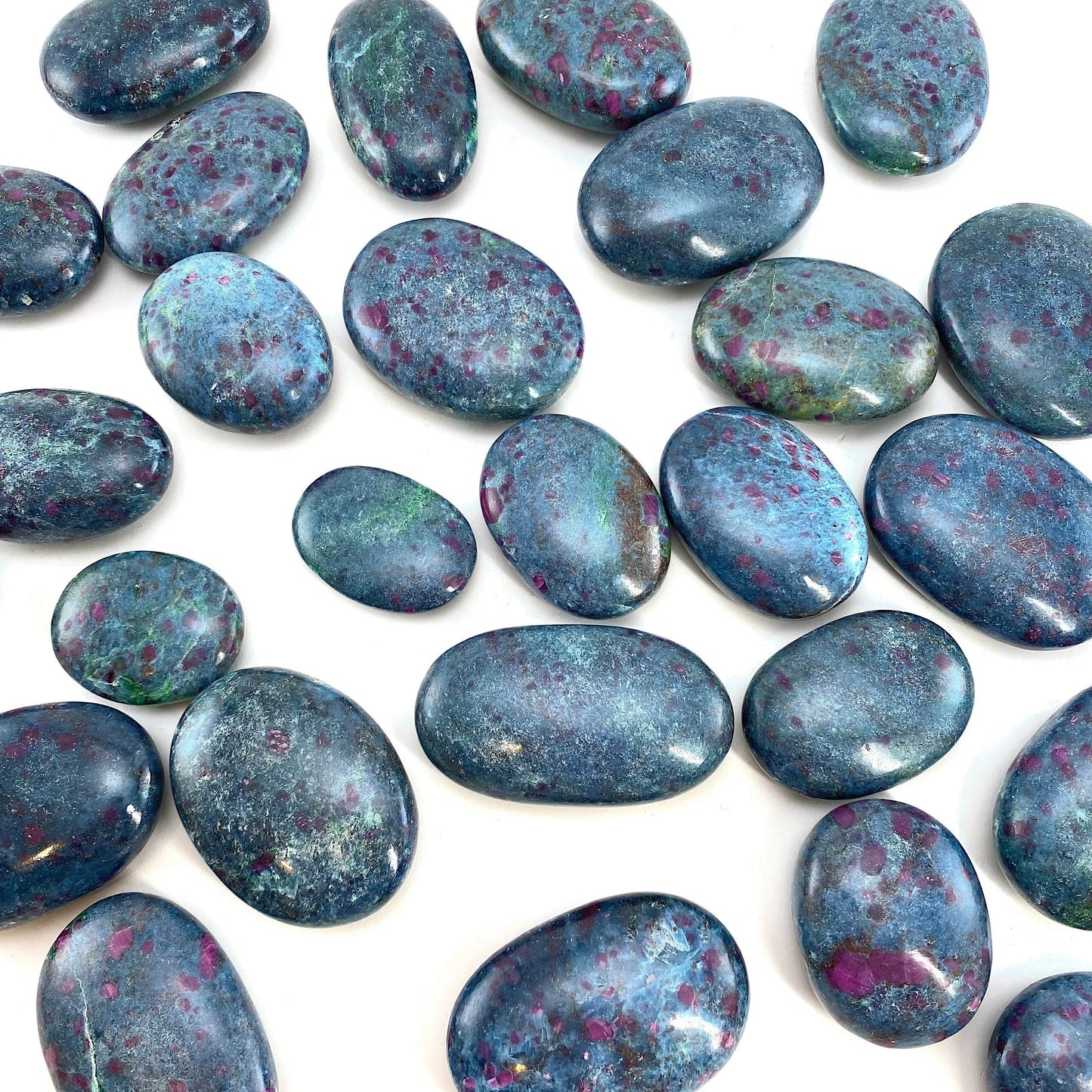 Ruby in Kyanite Palm Stone (UV Reactive) | Ruby Kyanite palmstone, polished Kyanite, crystal palm stone