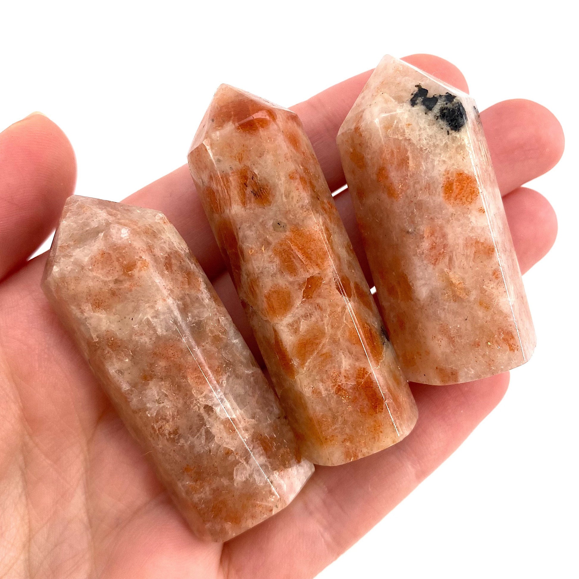 Sunstone Point, orange sunstone point, sunstone mini tower, crystal point, sunstone crystal, flashy sunstone