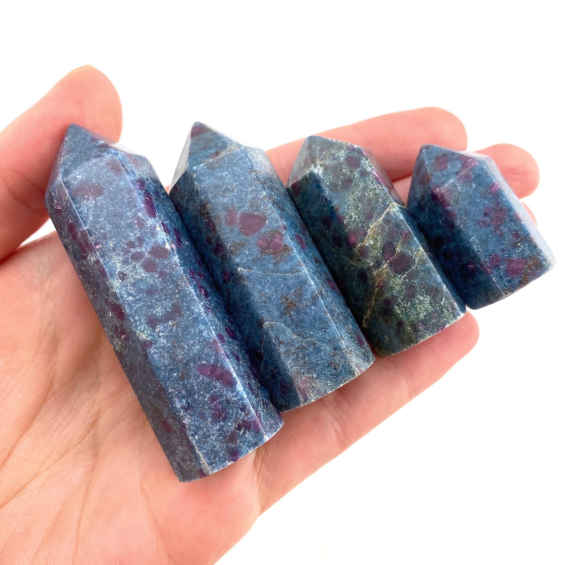Ruby in Kyanite Point (UV reactive) | Ruby Kyanite tower, crystal point, ruby in kyanite crystal, polished ruby in kyanite