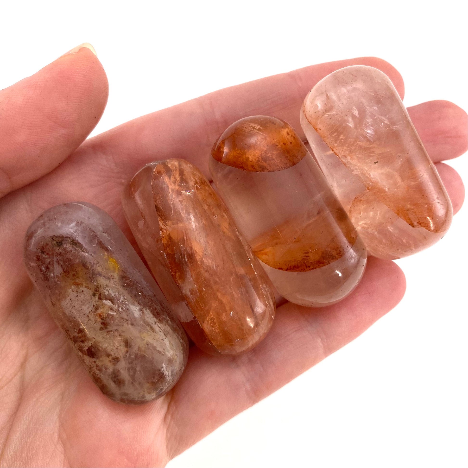 ONE Polished Fire Quartz Crystal, red fire quartz, tumbled hematoid quartz, red quartz tumble, hematoid quartz palm stone