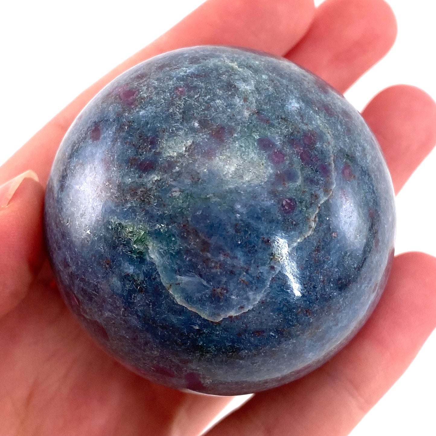Ruby in Kyanite Sphere (UV Reactive) | Ruby Kyanite crystal ball, polished Kyanite, crystal ball, crystal sphere