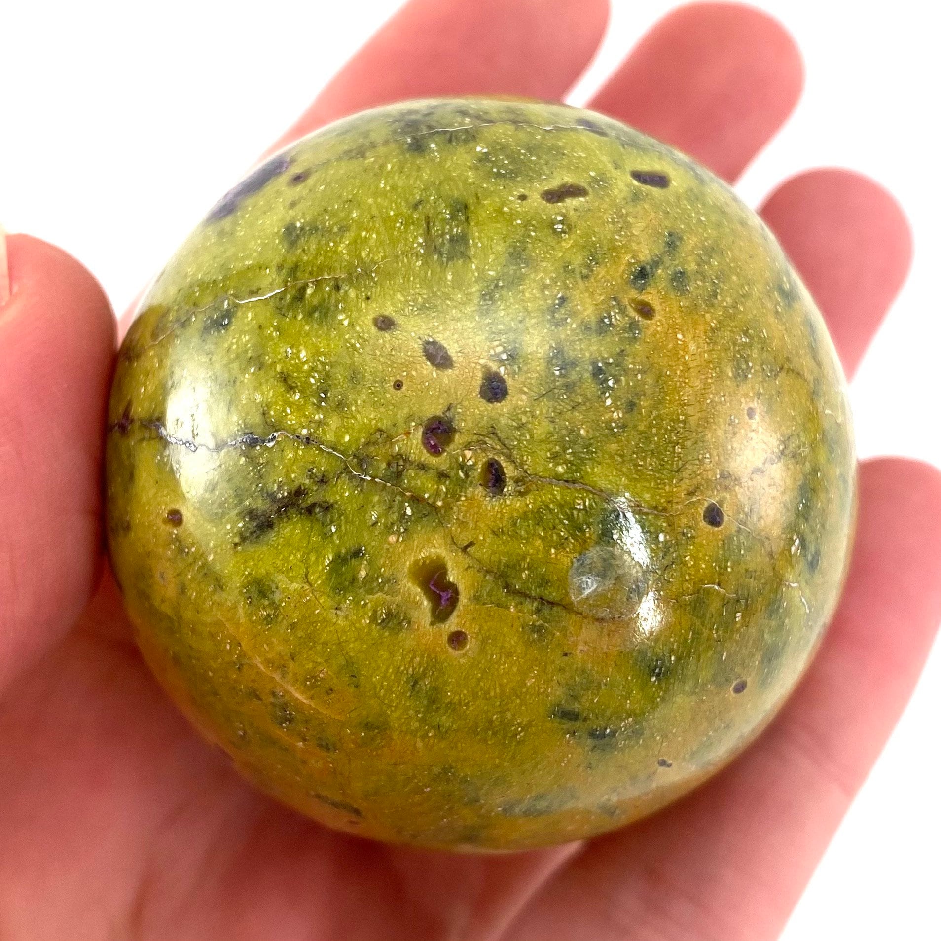 Rare! Atlantisite Sphere | Atlantisite ball, crystal ball, atlantisite crystal, polished stichtite in serpentine, rare crystals