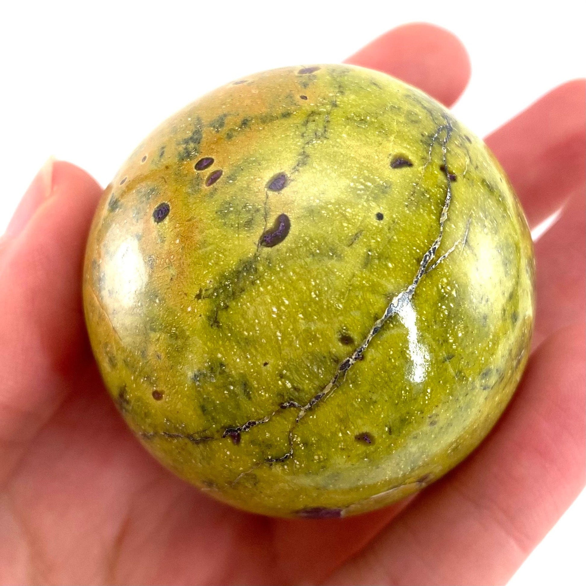 Rare! Atlantisite Sphere | Atlantisite ball, crystal ball, atlantisite crystal, polished stichtite in serpentine, rare crystals