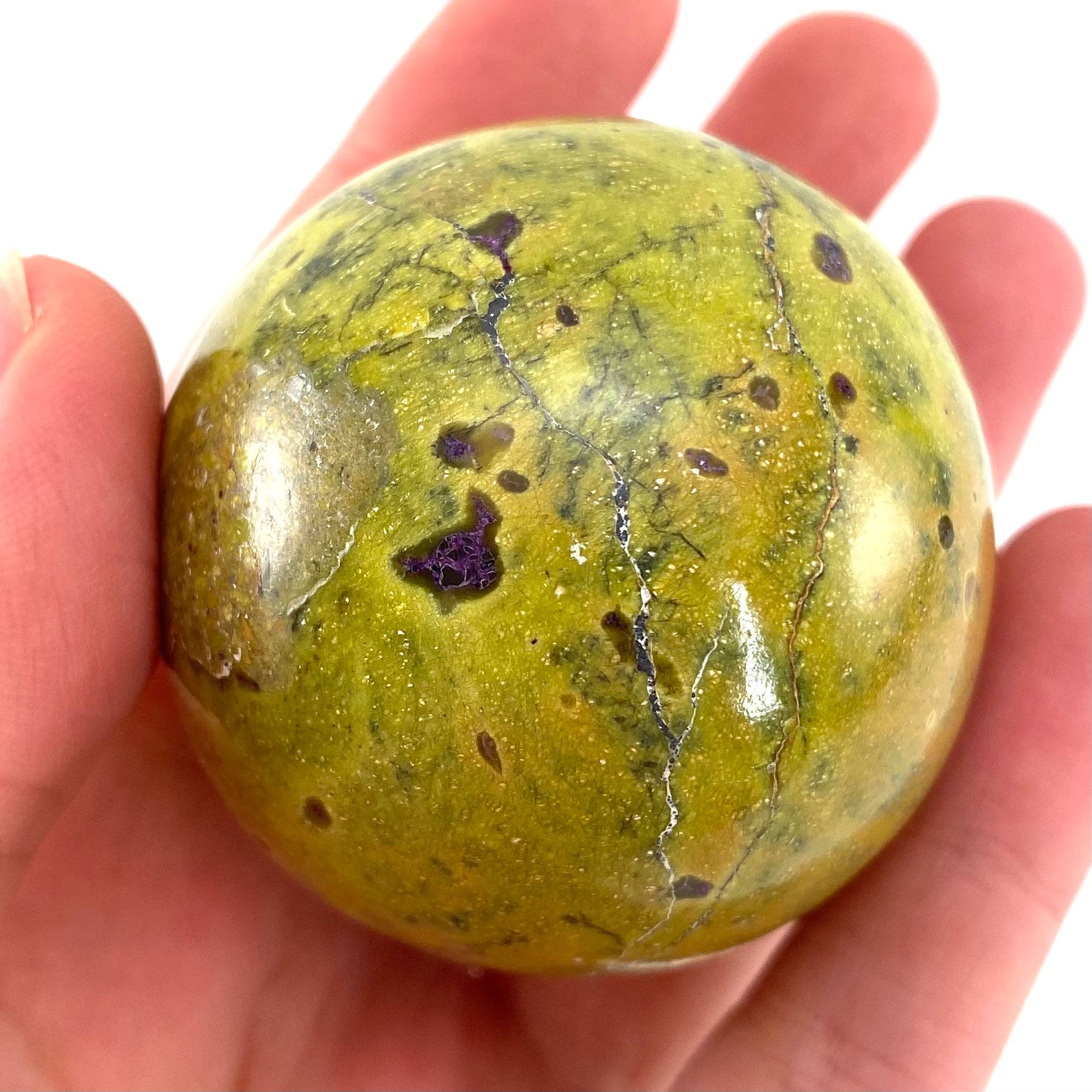 Rare! Atlantisite Sphere | Atlantisite ball, crystal ball, atlantisite crystal, polished stichtite in serpentine, rare crystals