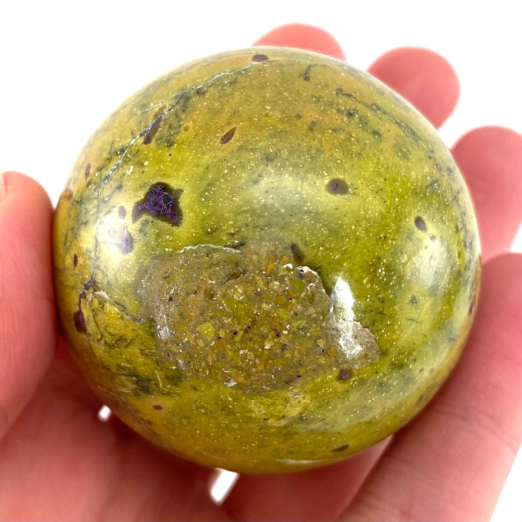 Rare! Atlantisite Sphere | Atlantisite ball, crystal ball, atlantisite crystal, polished stichtite in serpentine, rare crystals