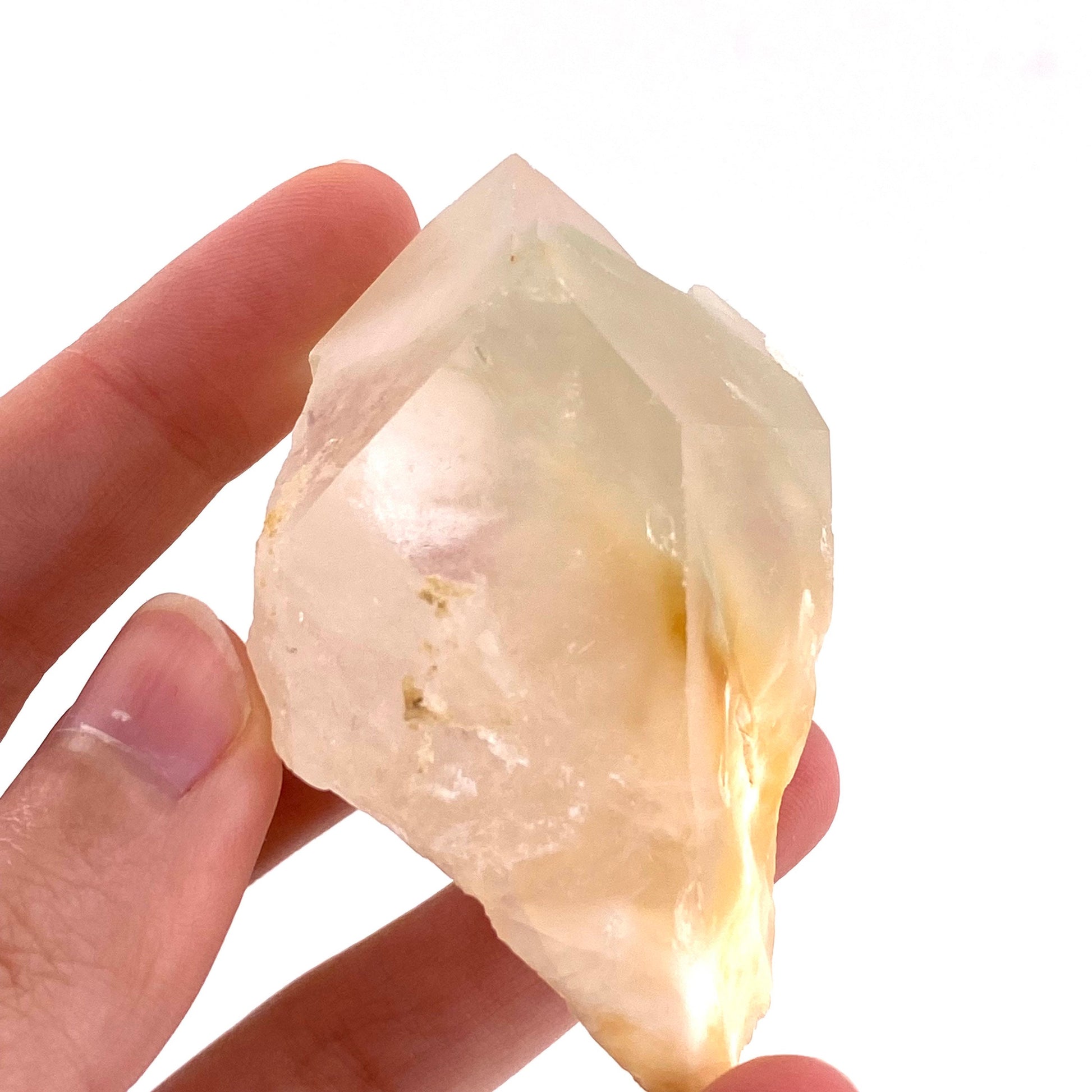 Yellow bone quartz point (Pakistan) | halloysite quartz, yellow bone quartz, mango quartz