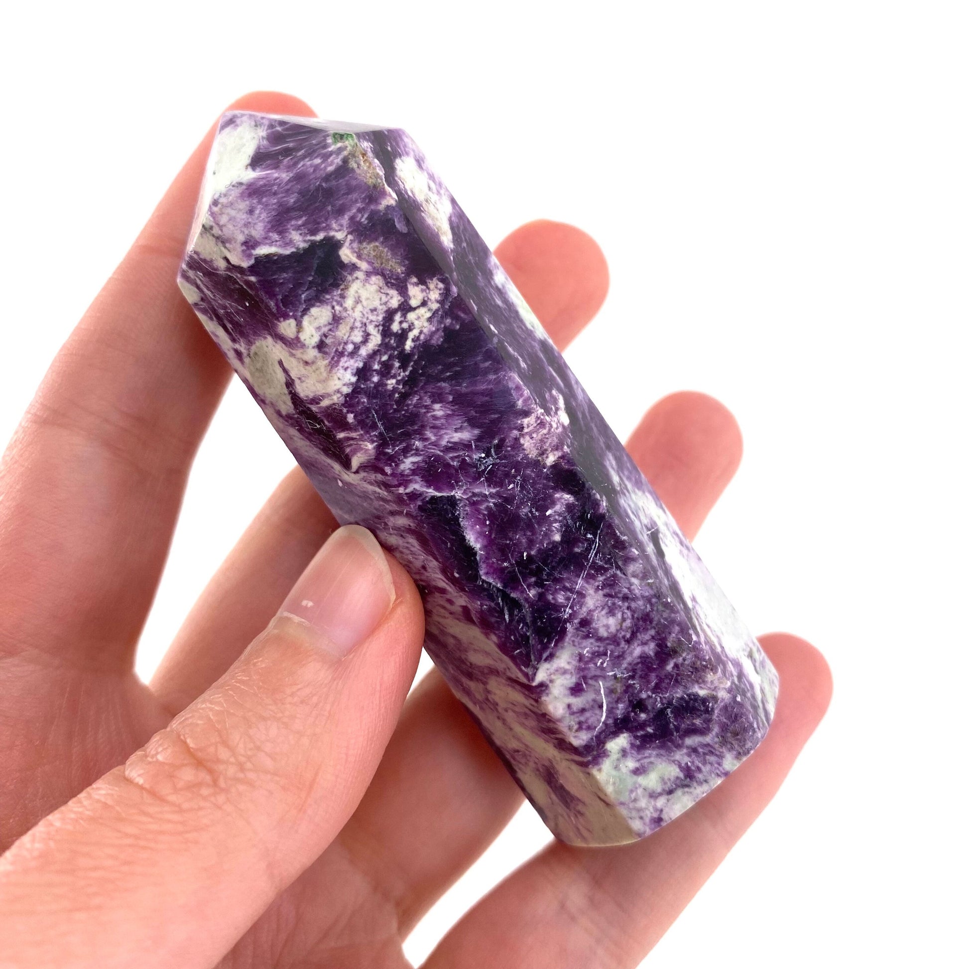Kammererite Point, polished kammererite, kammererite crystal, kammererite tower, kammererite wand