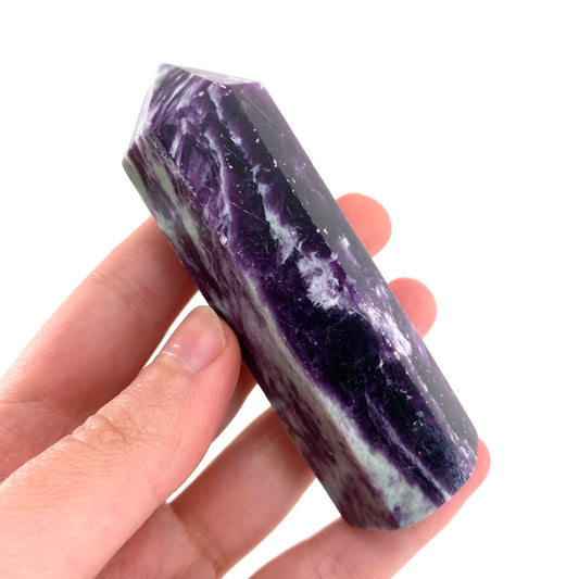 Kammererite Point, polished kammererite, kammererite crystal, kammererite tower, kammererite wand