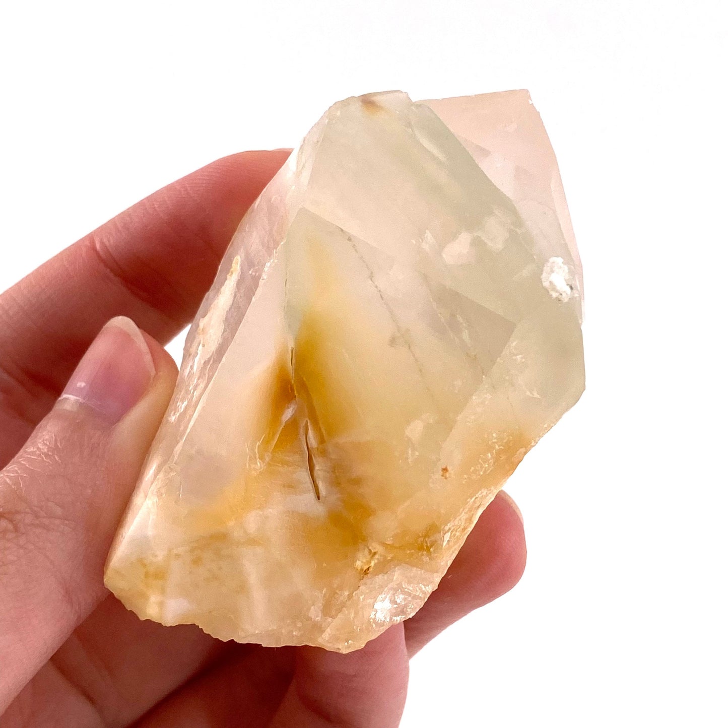 Yellow bone quartz point (Pakistan) | halloysite quartz, yellow bone quartz, mango quartz