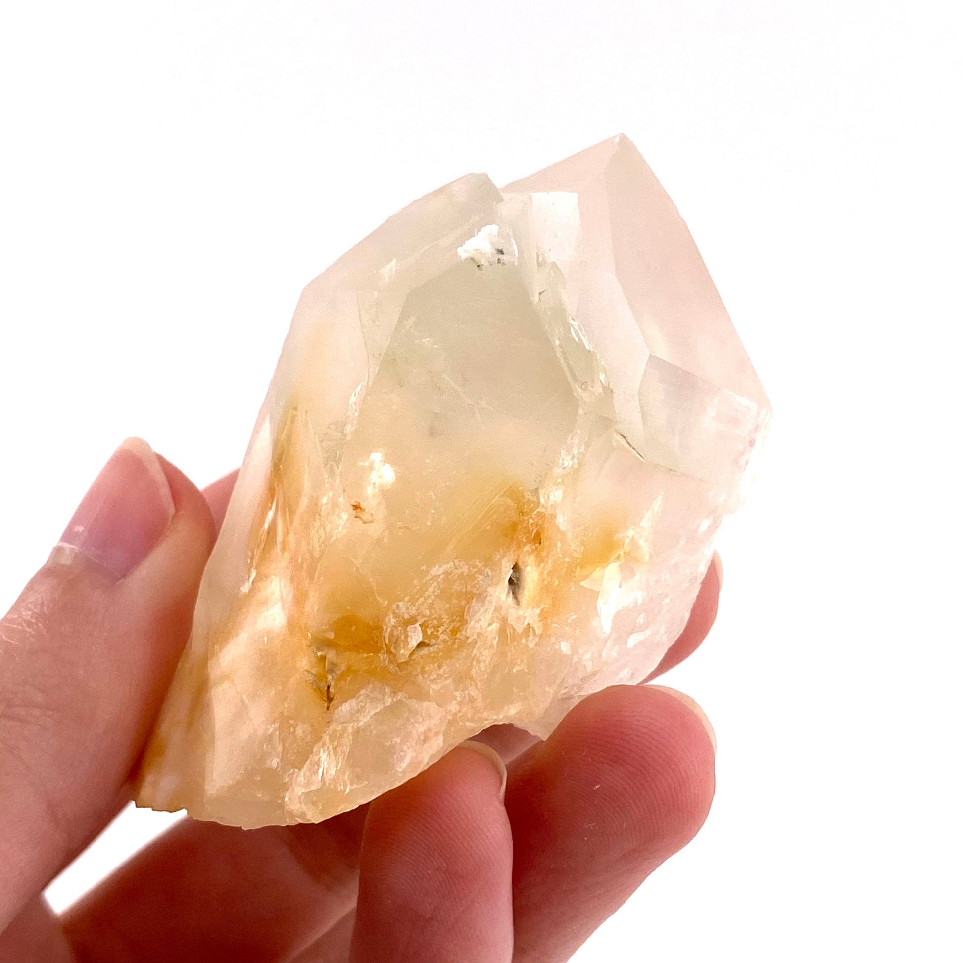 Yellow bone quartz point (Pakistan) | halloysite quartz, yellow bone quartz, mango quartz