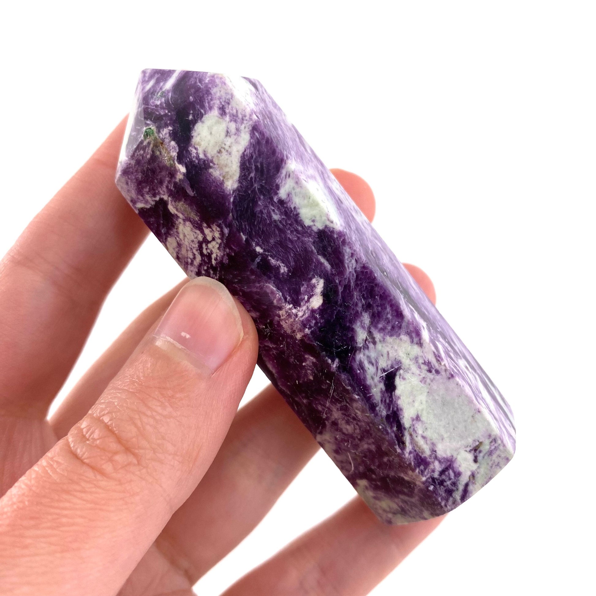 Kammererite Point, polished kammererite, kammererite crystal, kammererite tower, kammererite wand