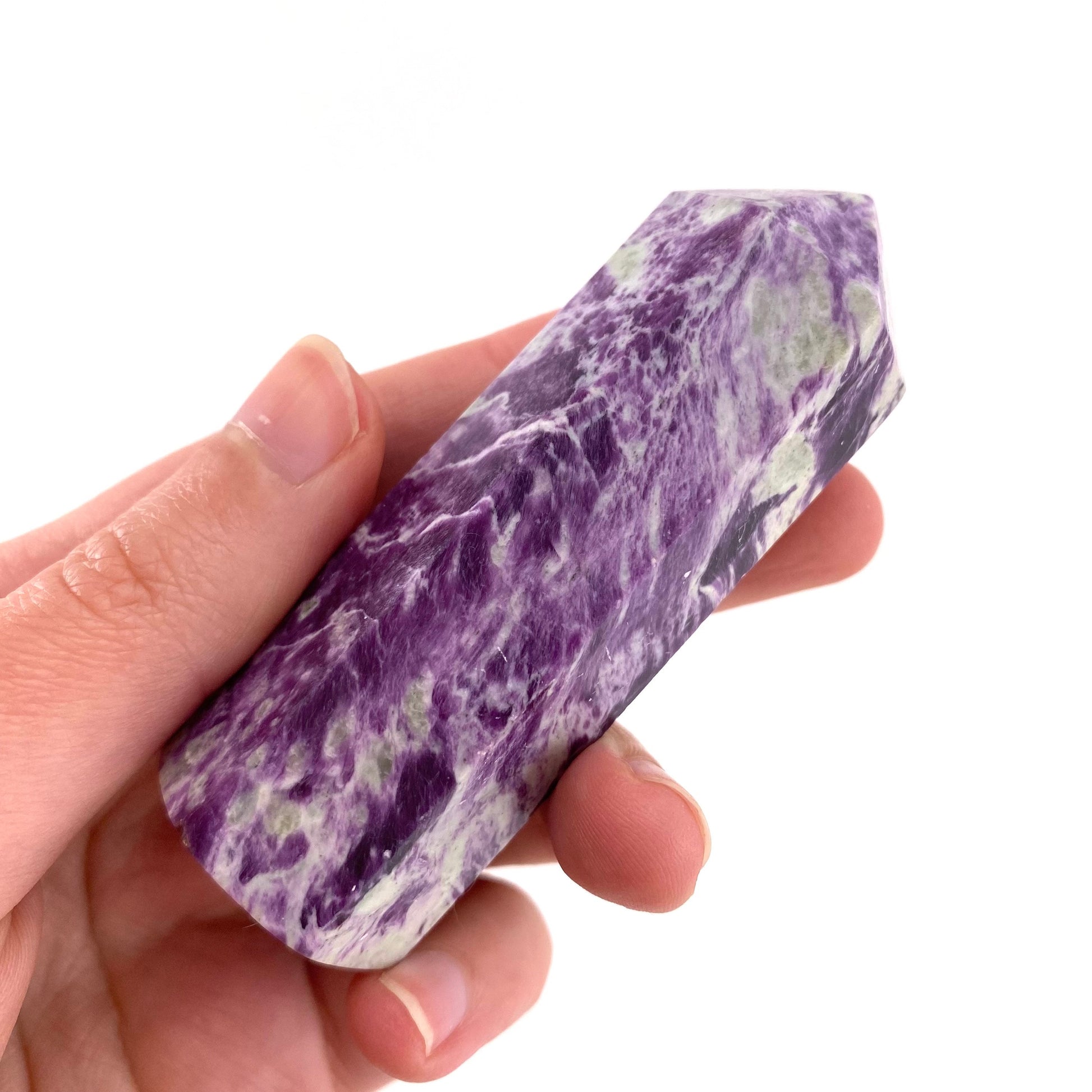 Kammererite Point, polished kammererite, kammererite crystal, kammererite tower, kammererite wand