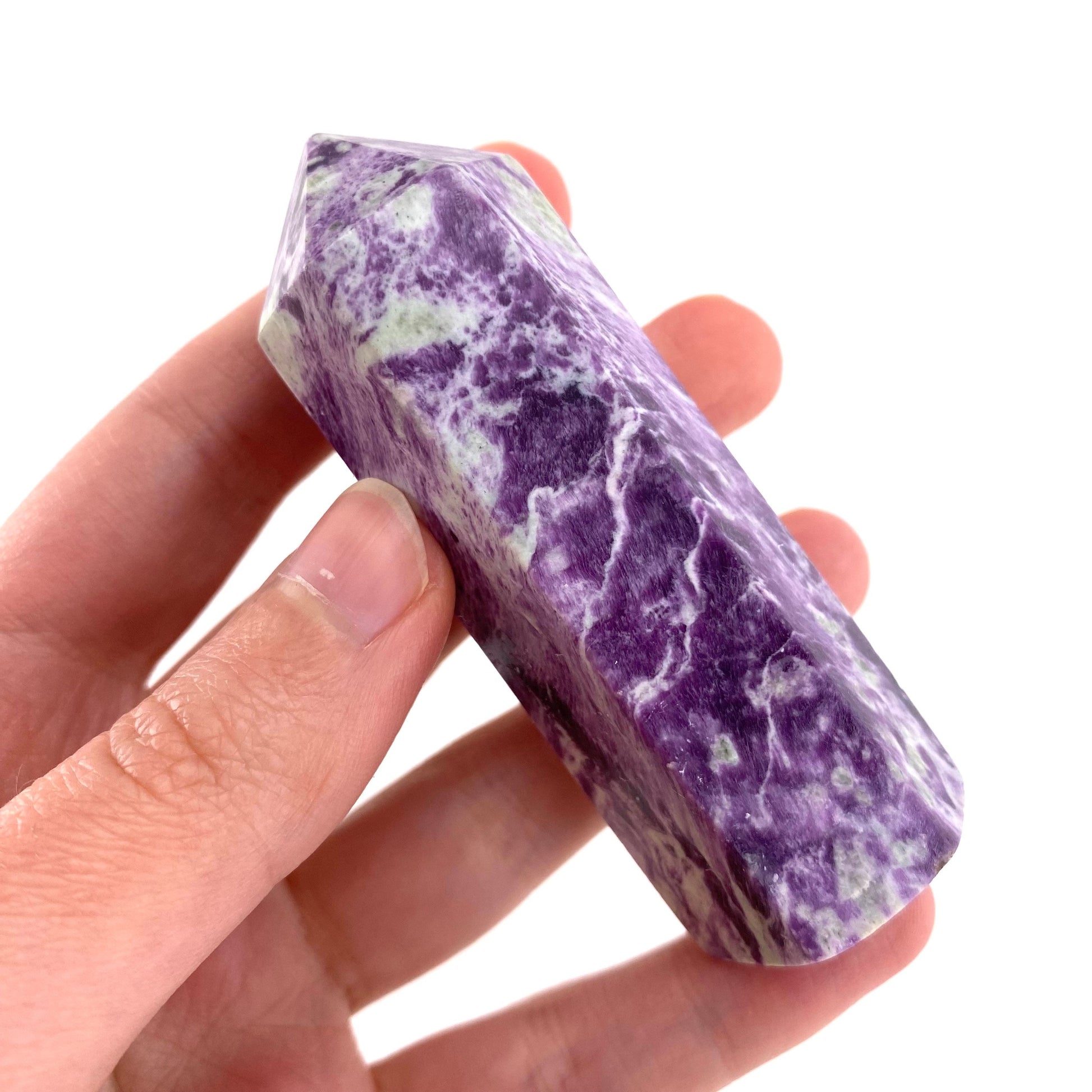 Kammererite Point, polished kammererite, kammererite crystal, kammererite tower, kammererite wand
