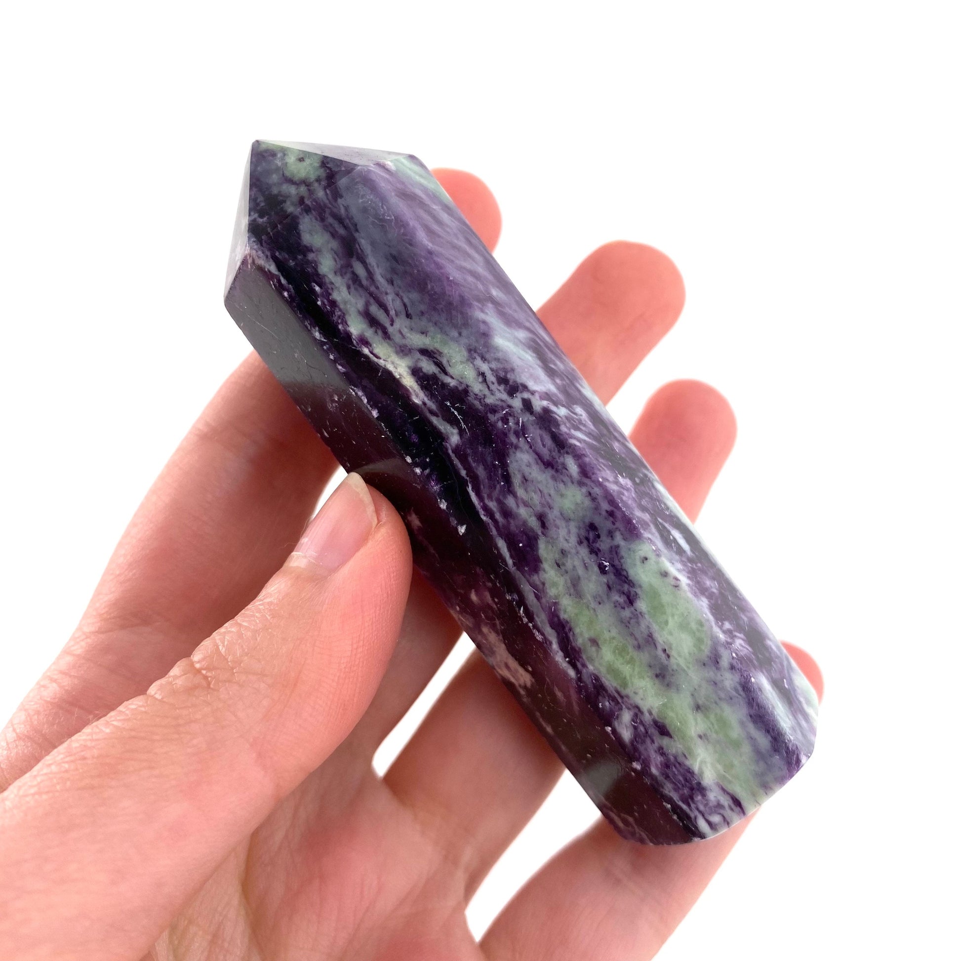 Kammererite Point, polished kammererite, kammererite crystal, kammererite tower, kammererite wand