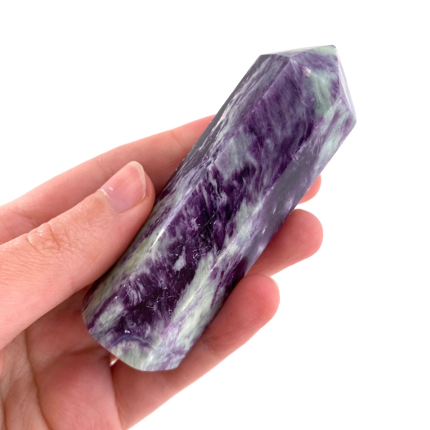 Kammererite Point, polished kammererite, kammererite crystal, kammererite tower, kammererite wand