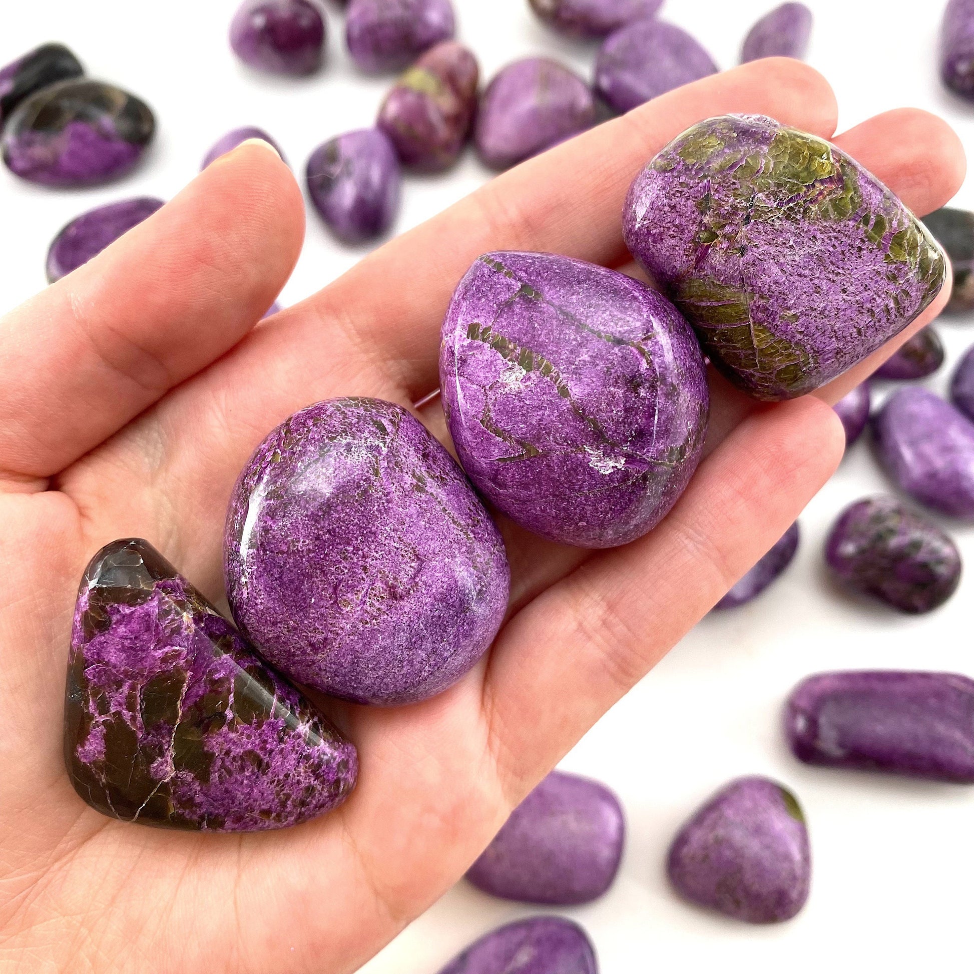 ONE Stichtite Tumble (South Africa) | purple stichtite, stichtite with serpentine, atlantisite, tumbled crystals, tumbled stichtite