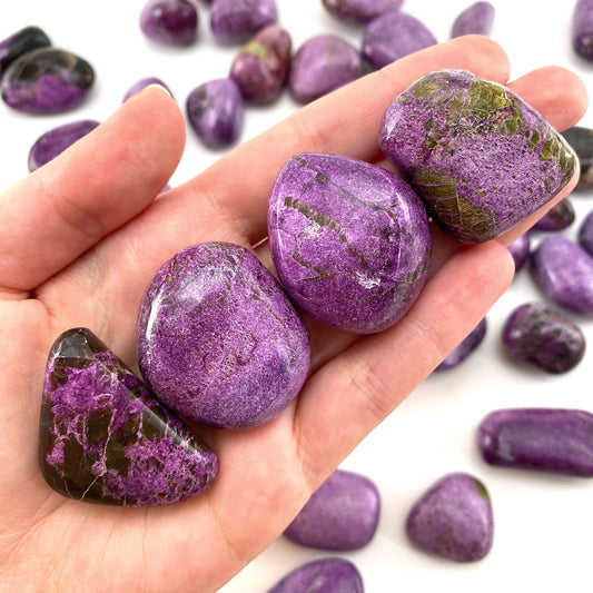 ONE Stichtite Tumble (South Africa) | purple stichtite, stichtite with serpentine, atlantisite, tumbled crystals, tumbled stichtite
