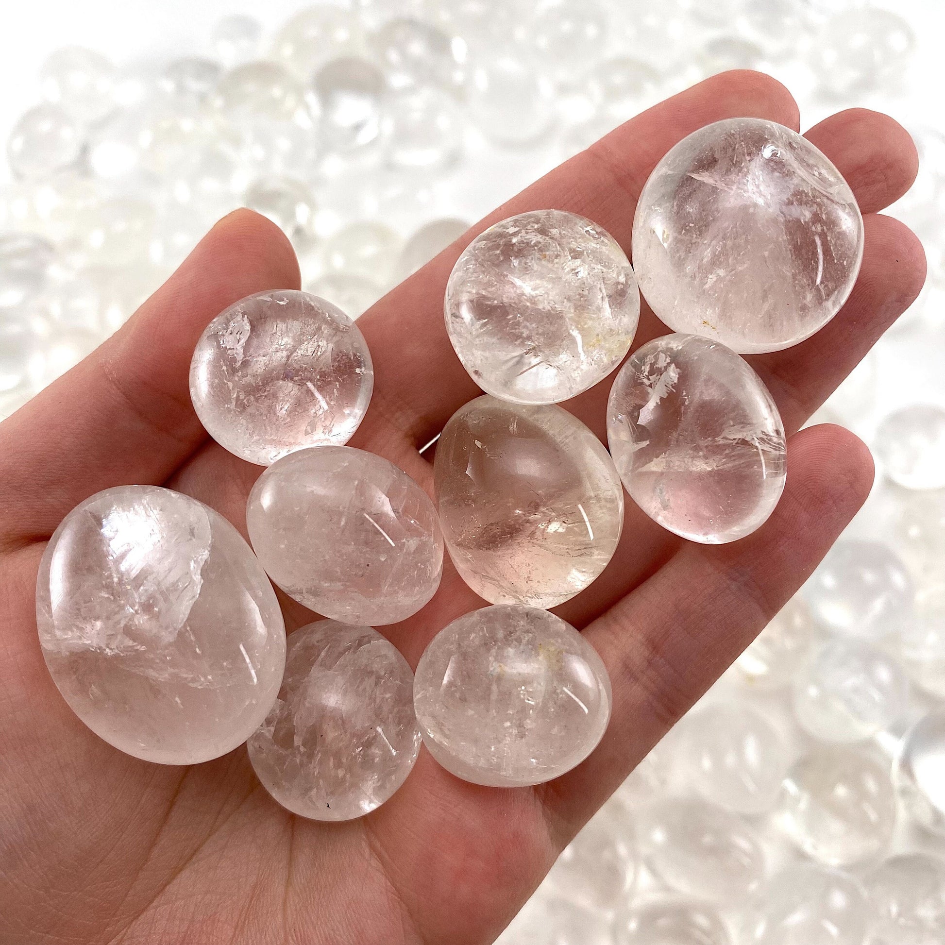 ONE Quartz Tumble, natural quartz, polished quartz, clear quartz tumble, quartz crystal, tumbled stones