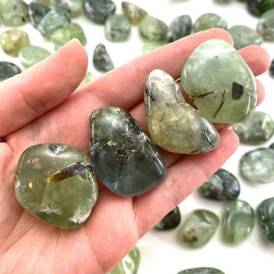ONE Prehnite Tumble | Green Prehnite, tumbled crystal, tumbled stones, crystals, minerals, tumbled prehnite