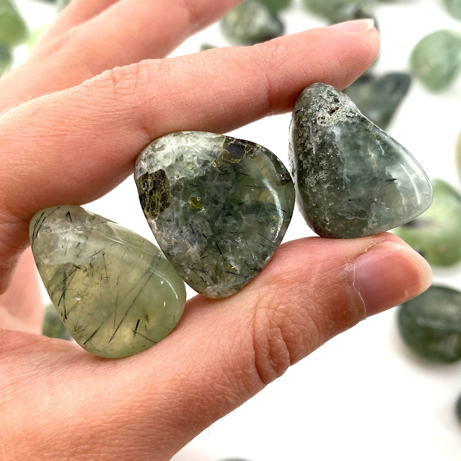 ONE Prehnite Tumble | Green Prehnite, tumbled crystal, tumbled stones, crystals, minerals, tumbled prehnite