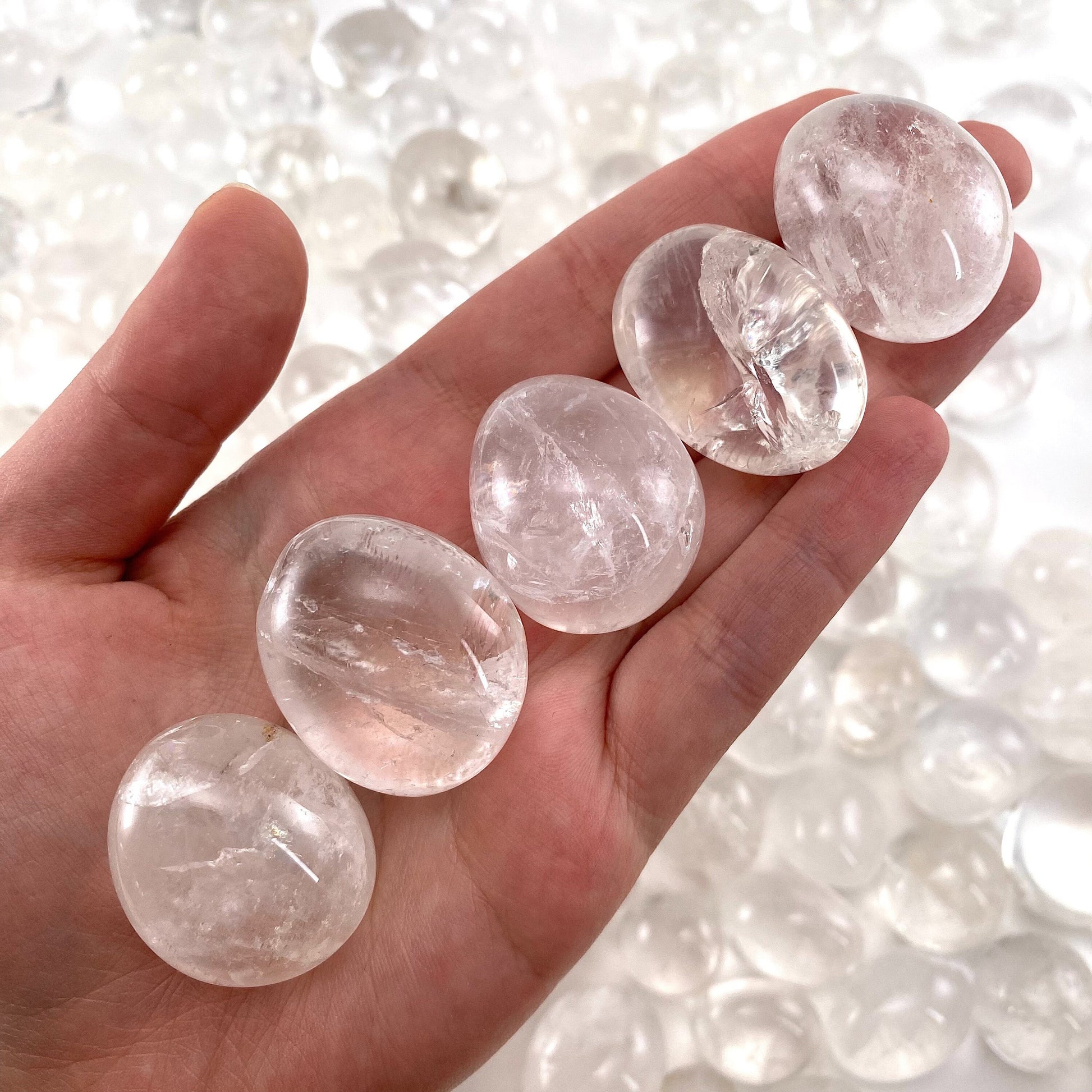 ONE Quartz Tumble, natural quartz, polished quartz, clear quartz tumble, quartz crystal, tumbled stones