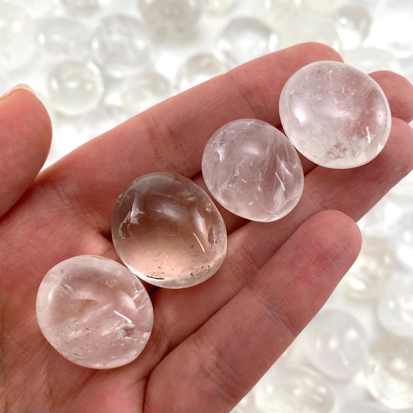 ONE Quartz Tumble, natural quartz, polished quartz, clear quartz tumble, quartz crystal, tumbled stones