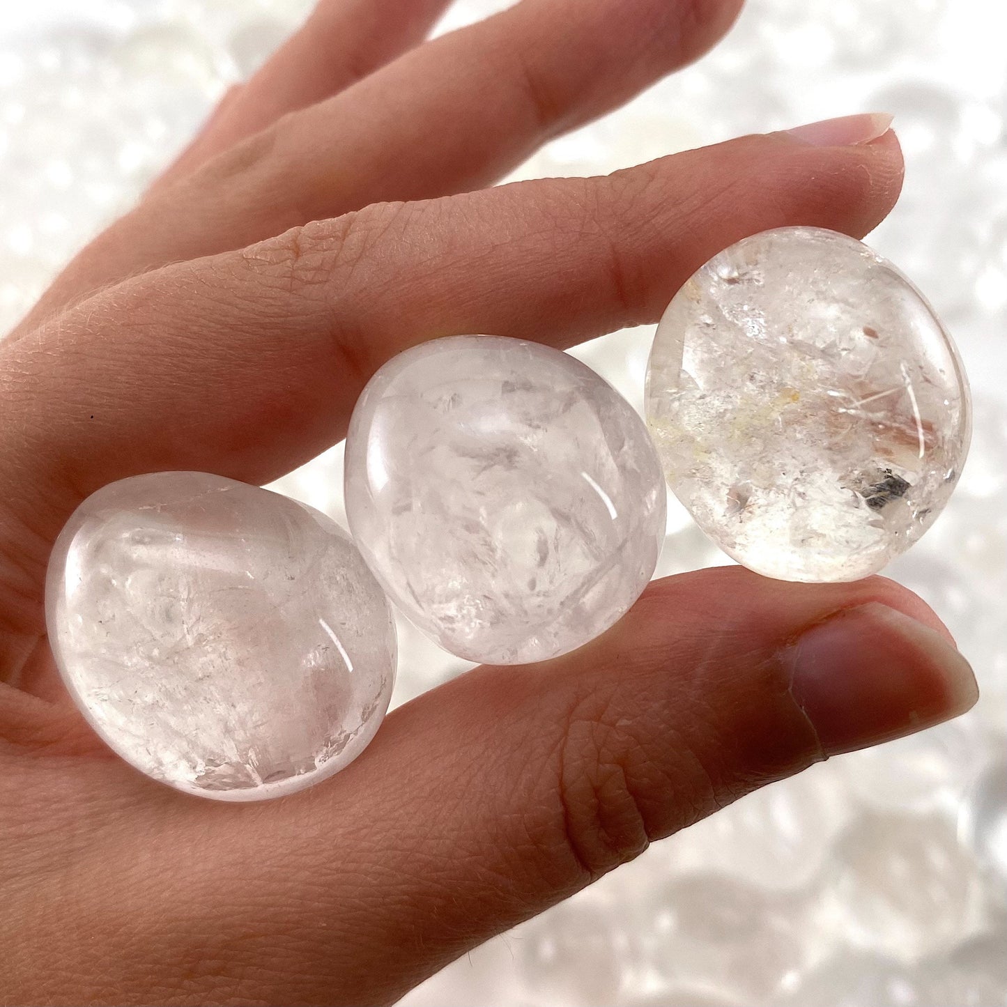 ONE Quartz Tumble, natural quartz, polished quartz, clear quartz tumble, quartz crystal, tumbled stones