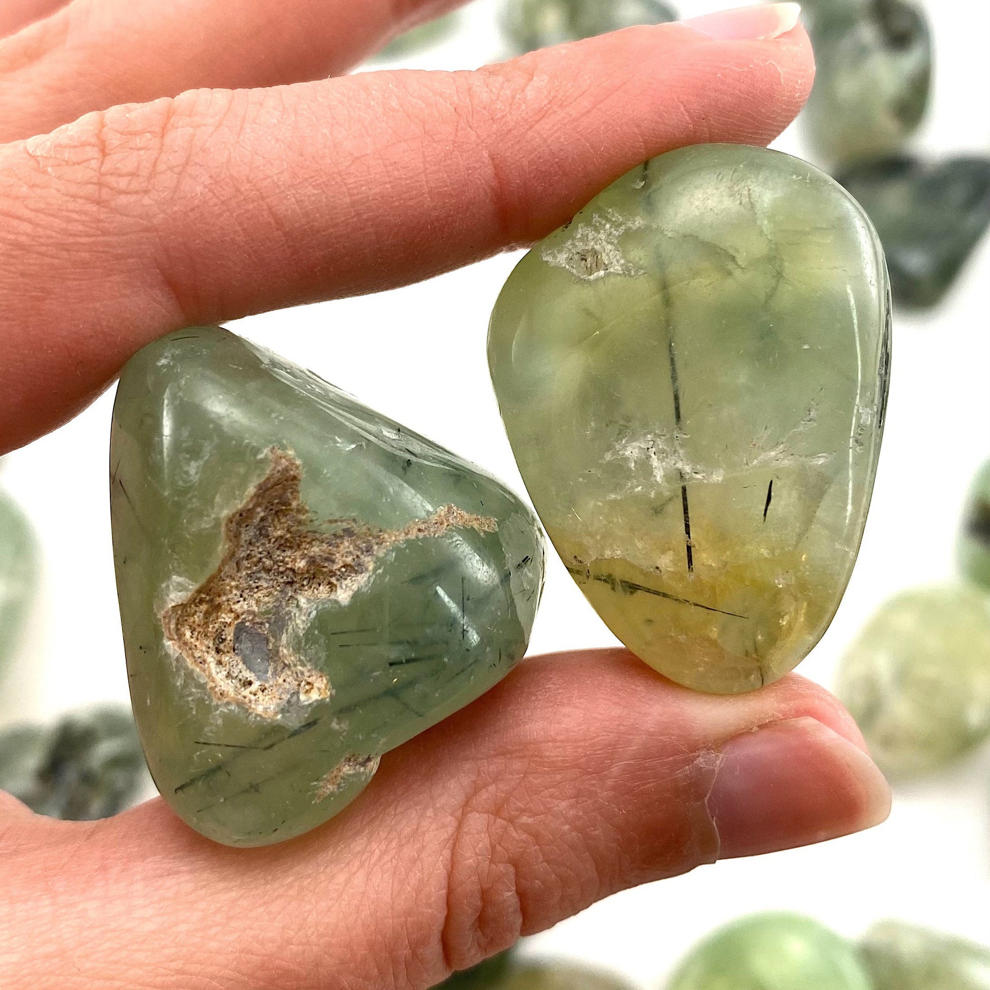 ONE Prehnite Tumble | Green Prehnite, tumbled crystal, tumbled stones, crystals, minerals, tumbled prehnite