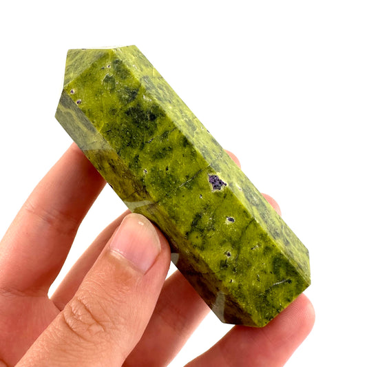 Rare! Atlantisite Point | Atlantisite tower, crystal point, atlantisite crystal, polished stichtite in serpentine, rare crystals