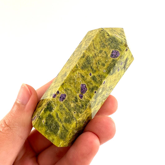 Rare! Atlantisite Point | Atlantisite tower, crystal point, atlantisite crystal, polished stichtite in serpentine, rare crystals