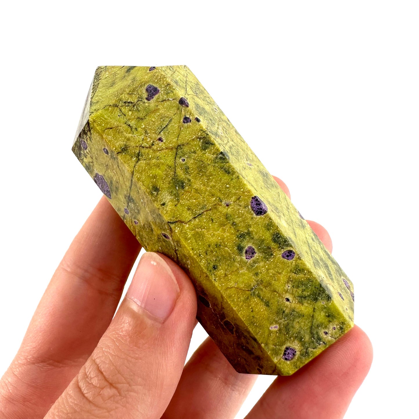 Rare! Atlantisite Point | Atlantisite tower, crystal point, atlantisite crystal, polished stichtite in serpentine, rare crystals