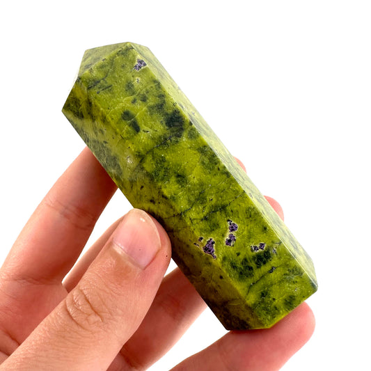 Rare! Atlantisite Point | Atlantisite tower, crystal point, atlantisite crystal, polished stichtite in serpentine, rare crystals