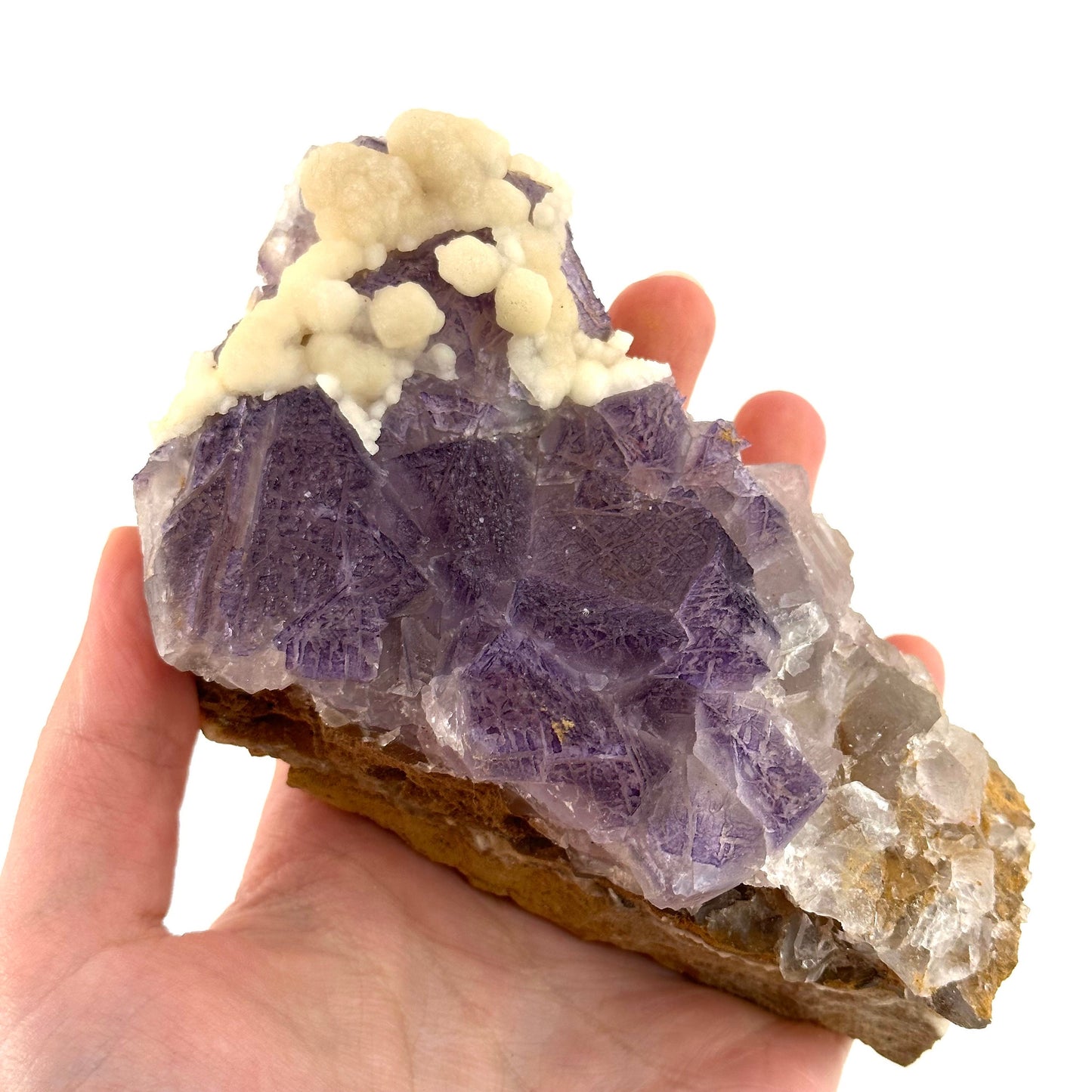 Purple Cubic Fluorite with Calcite (Pakistan) | purple fluorite, raw fluorite, fluorite cluster, purple fluorite