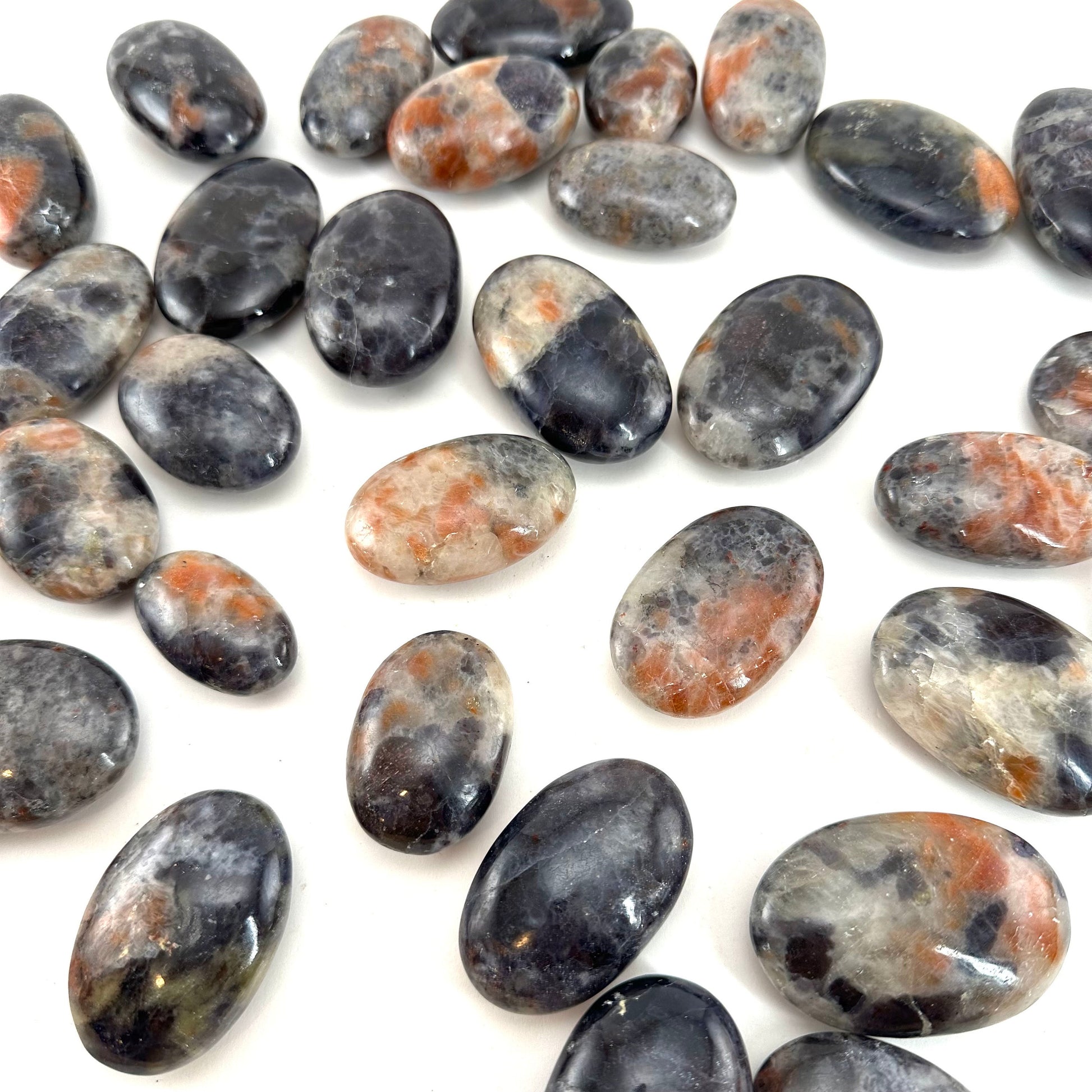 Iolite Sunstone Palm Stone, iolite sunstone palmstone, pocket stone, worry stone, cordierite, water sapphire, sunstone